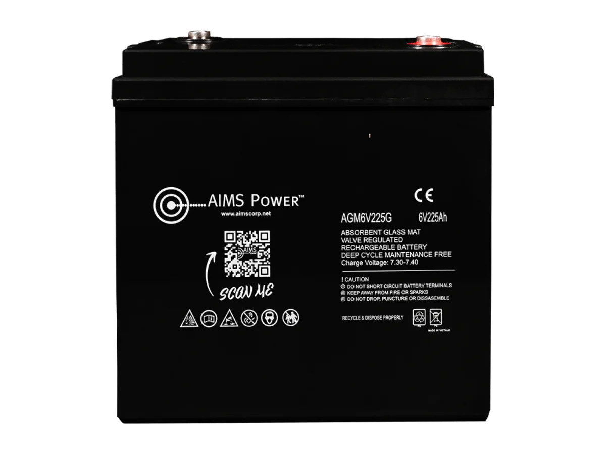 AIMS Power 6 Volt 225Ah AGM Deep Cycle Battery Heavy Duty GC2
