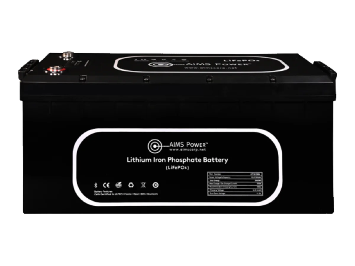 AIMS Power Lithium Battery 300Ah 3.84 kW with Wake Up, Heater & BT Monitoring 12V LiFePO4
