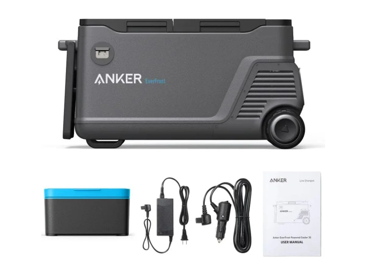 Anker EverFrost Dual-Zone Portable Cooler 50 with 299Wh Battery(New), Powered by AC/DC or Solar