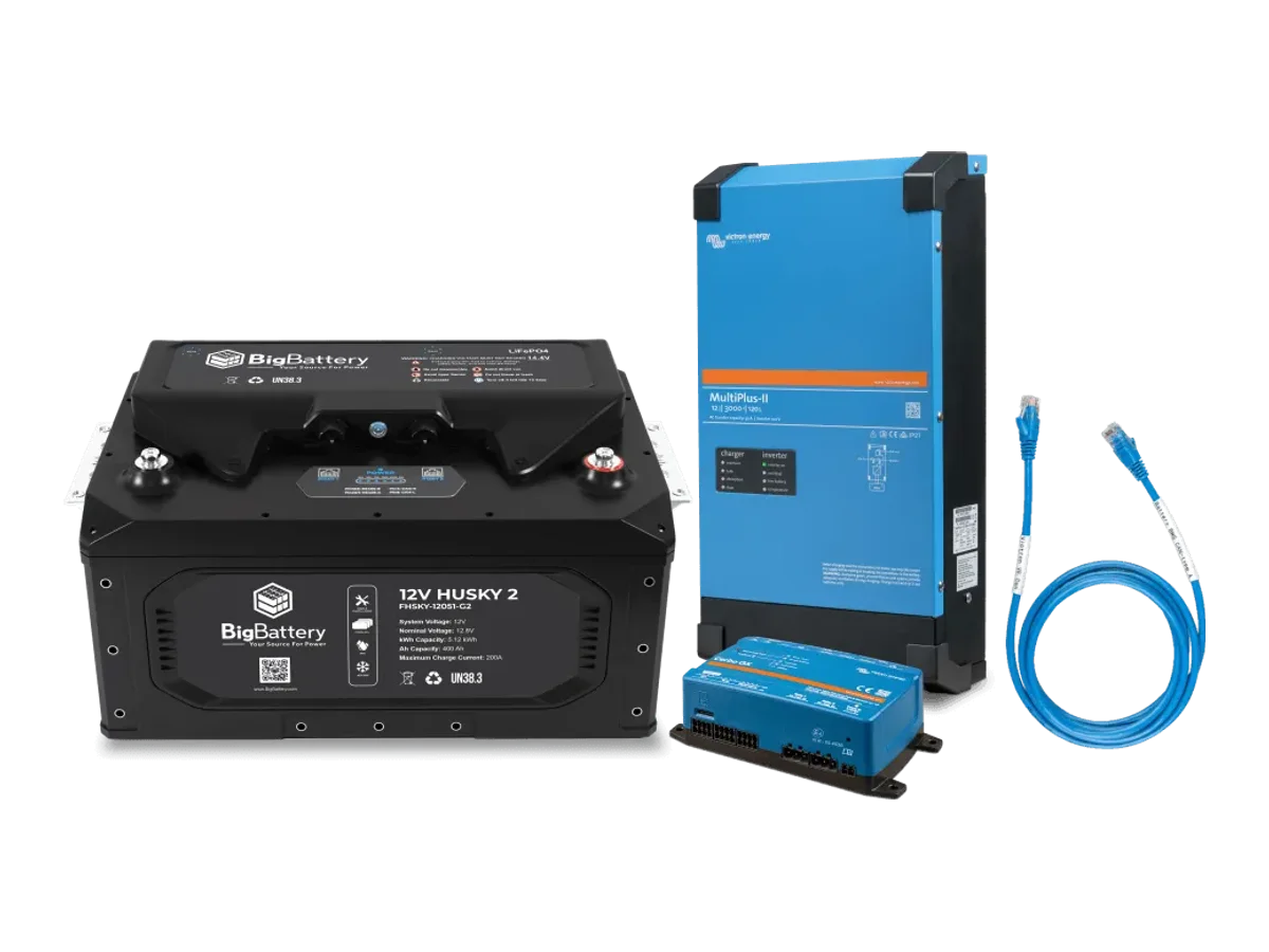 12V HUSKY2 INV KIT + 12V Victron MultiPlus-II 3000W Inverter/Charger | 5.12kWh | RV, Marine, Off-Grid System