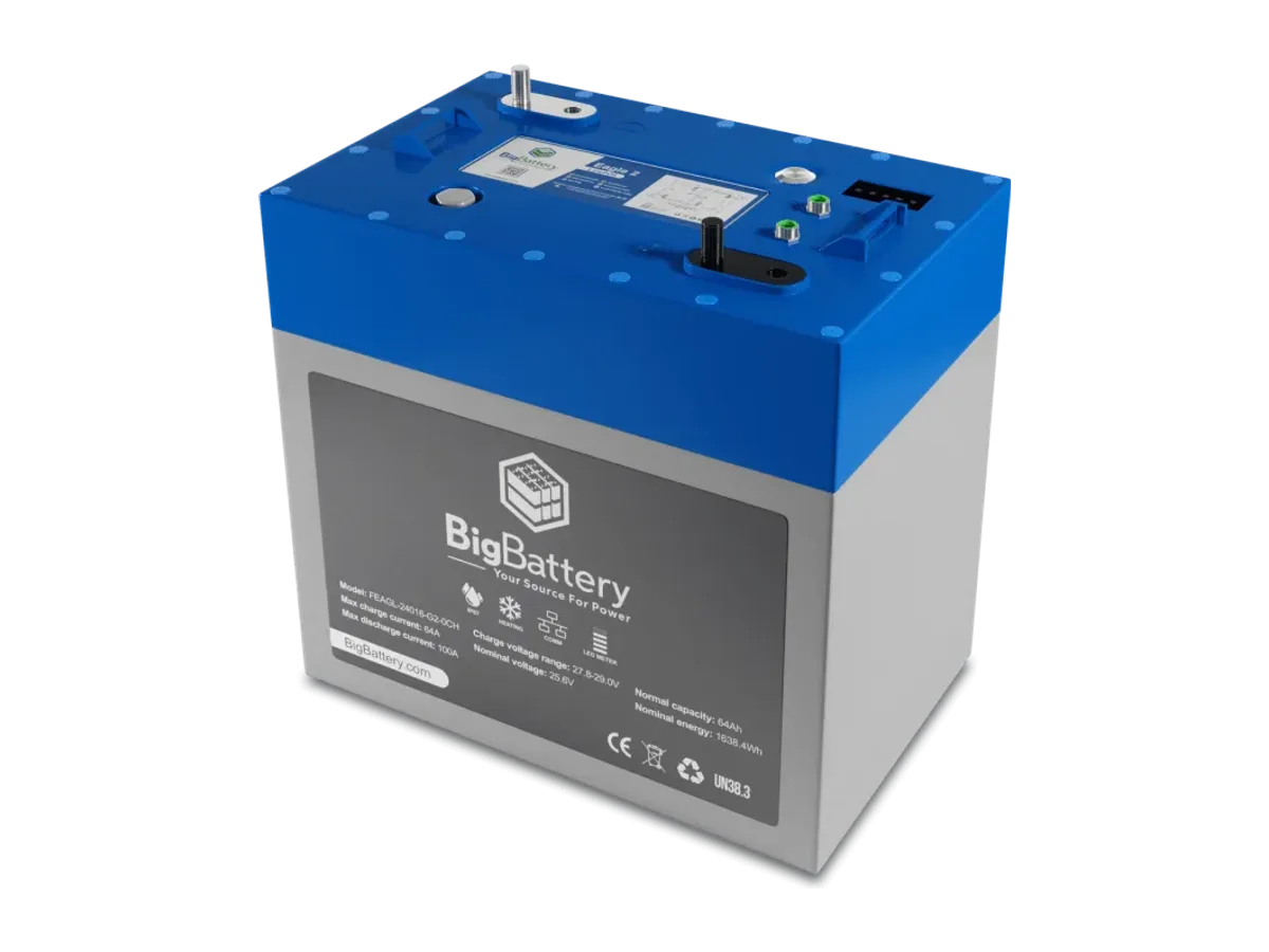 24V Eagle 2 LiFePO4 Battery | 64Ah | 1.63kWh | Industrial | UTVs | RVs | Marine Battery