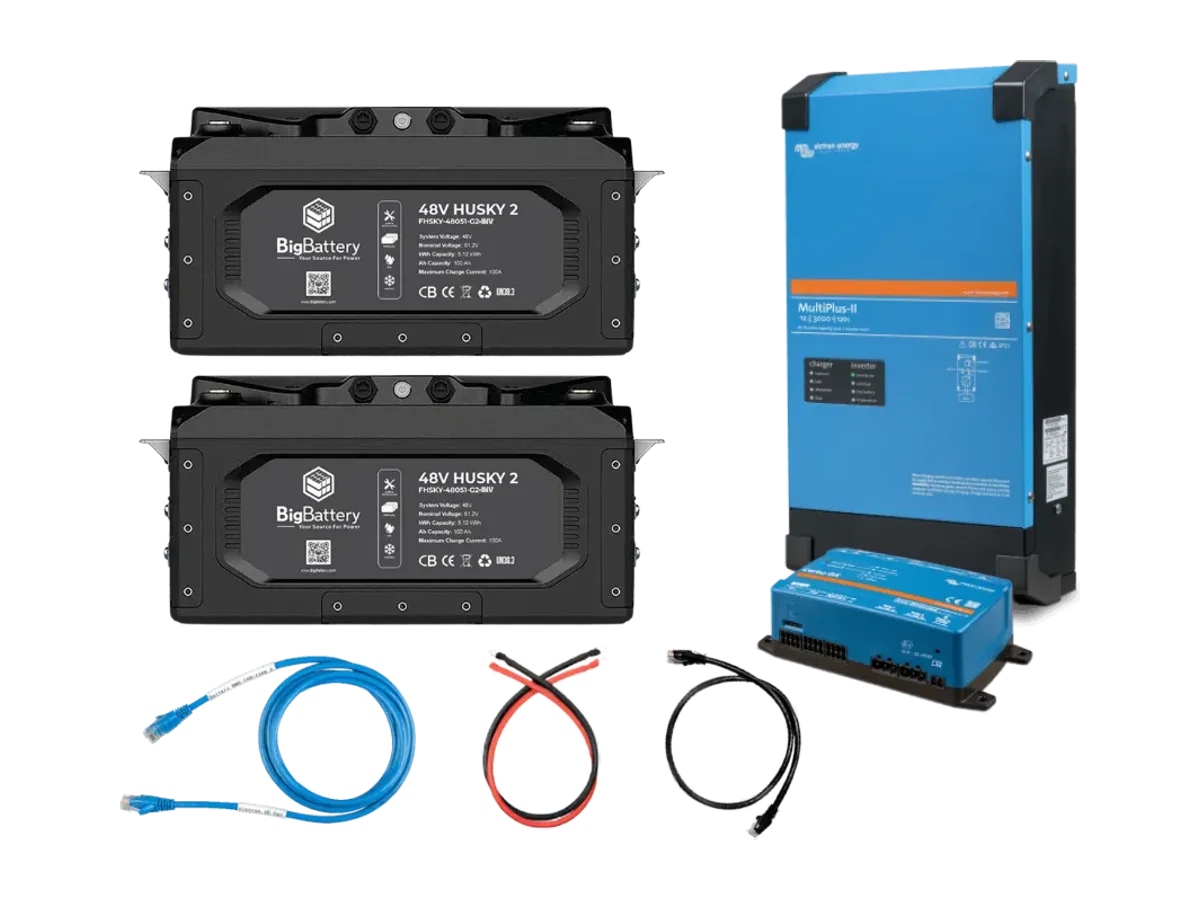 BigBattery HUSKY 2 48V 2X KIT + Victron 48V MultiPlus-II 120V 5000W Inverter/Charger | 5.12kWh | Off-Grid, RV, Back-Up System