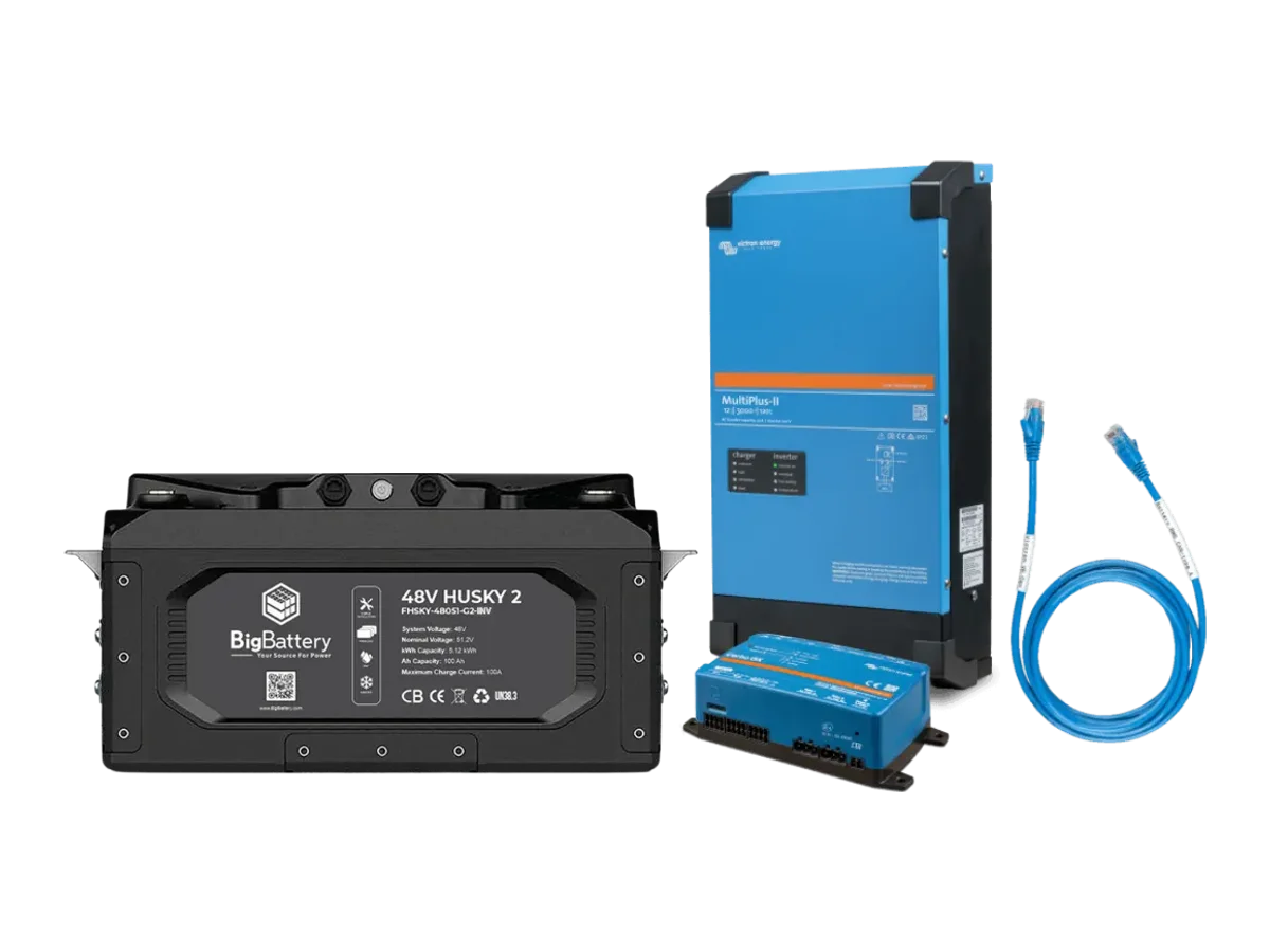 BigBattery HUSKY 2 48V 1X KIT + Victron 48V MultiPlus-II 120V 3000W Inverter/Charger | 5.12kWh | Off-Grid, RV, Back-Up System