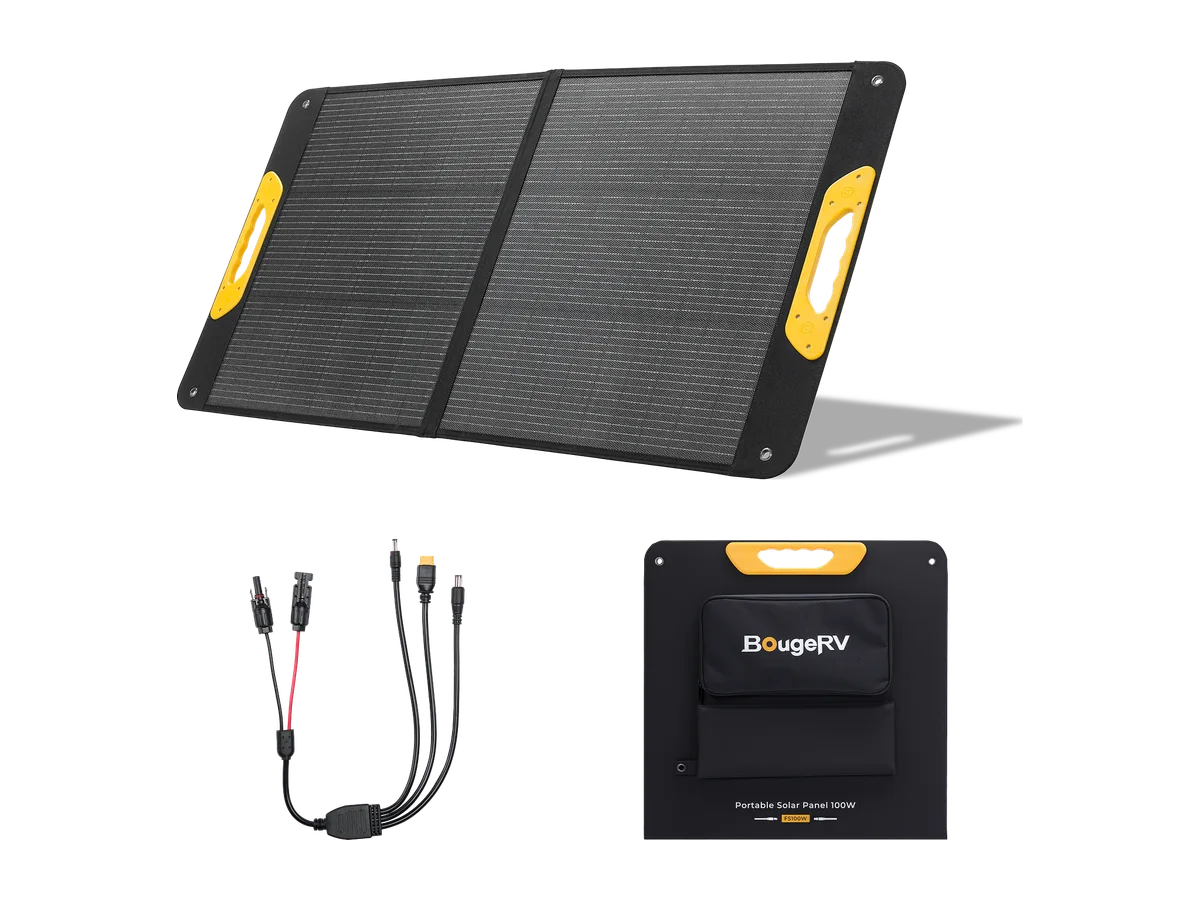 BougeRV New 100W Portable Solar Panel