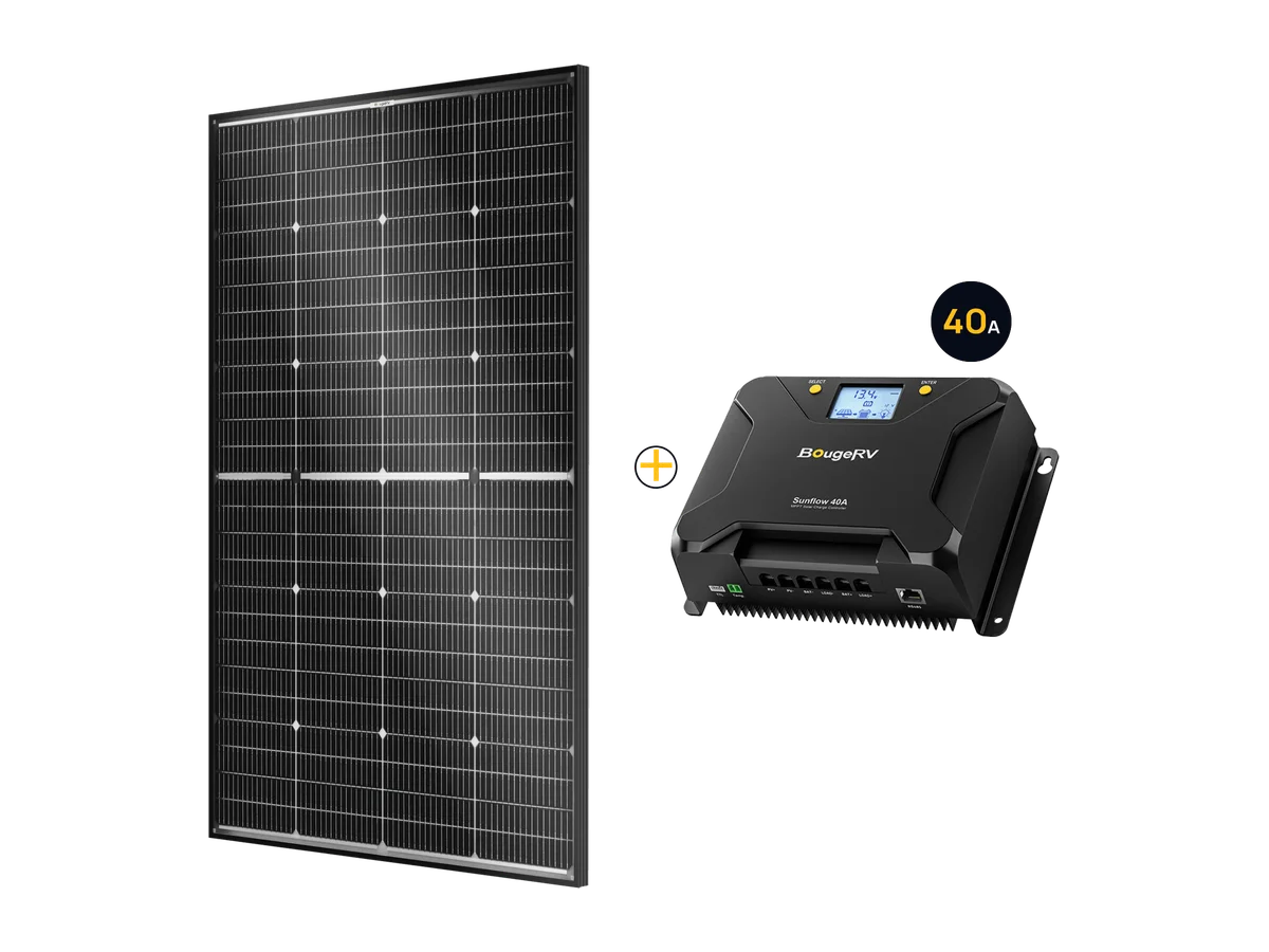 BougeRV 16BB 24V N-Type 200 Watt Bifacial Solar Panel+40A MPPT Solar Controller Kit