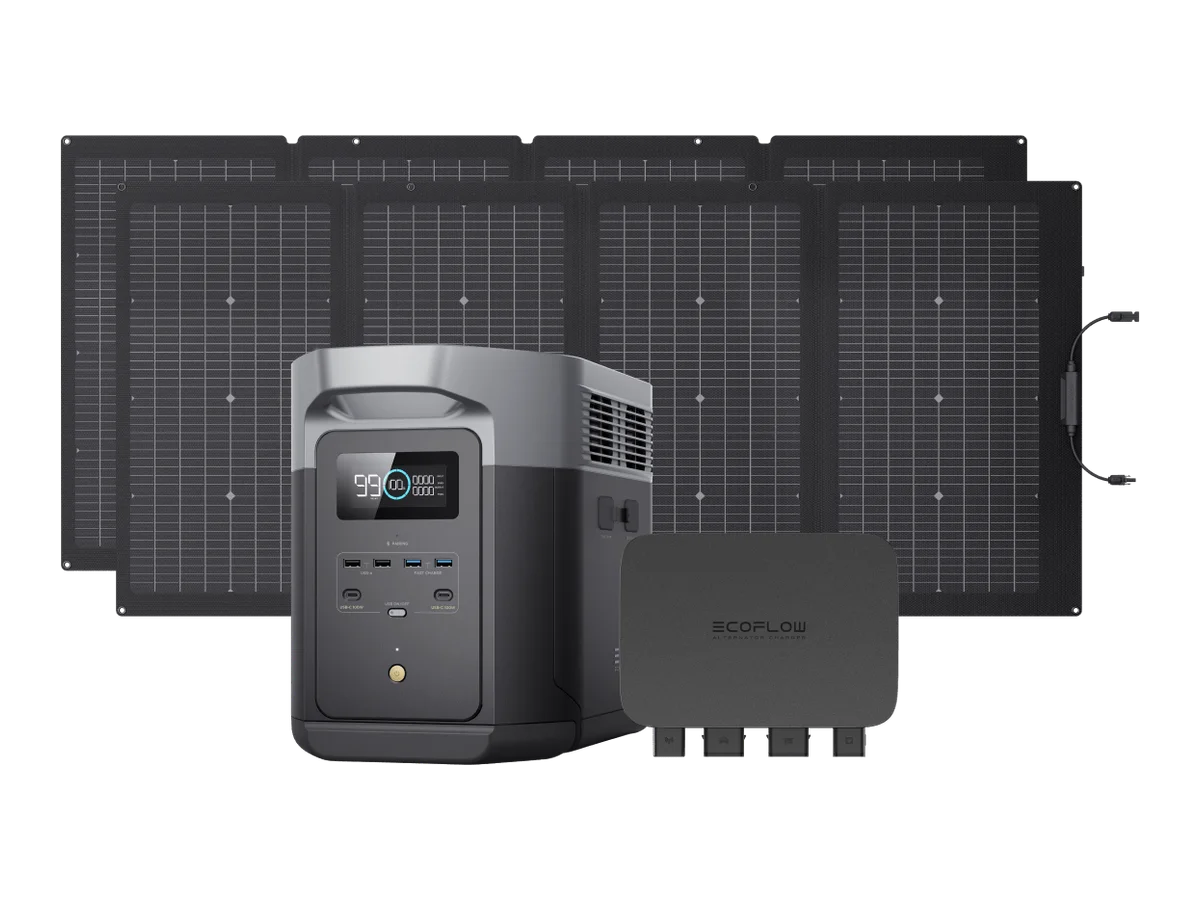 EcoFlow DELTA 2 Max + 2 × 220W Portable Solar Panel + 800W Alternator Charger