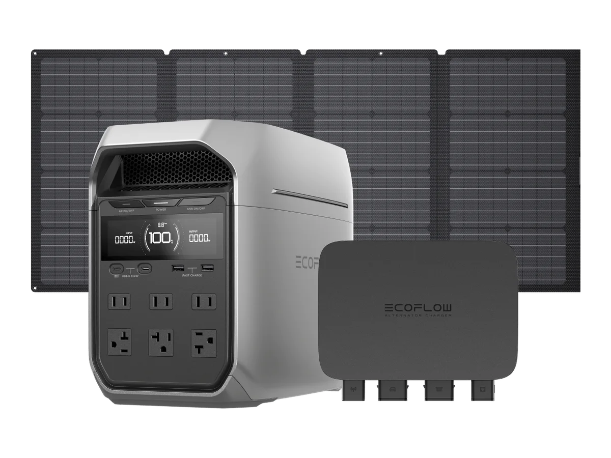 EcoFlow DELTA 3 Plus + 160W Portable Solar Panel + 800W Alternator Charger
