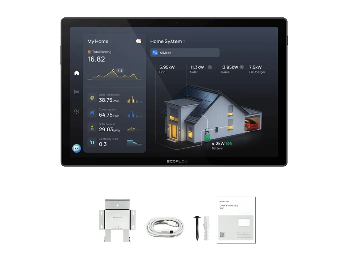 EcoFlow PowerInsight 2 Smart Home Energy Monitor | 11” Touchscreen | Real-Time Insights | Voice Control | 9,300mAh Battery | All-in-One Smart Hub