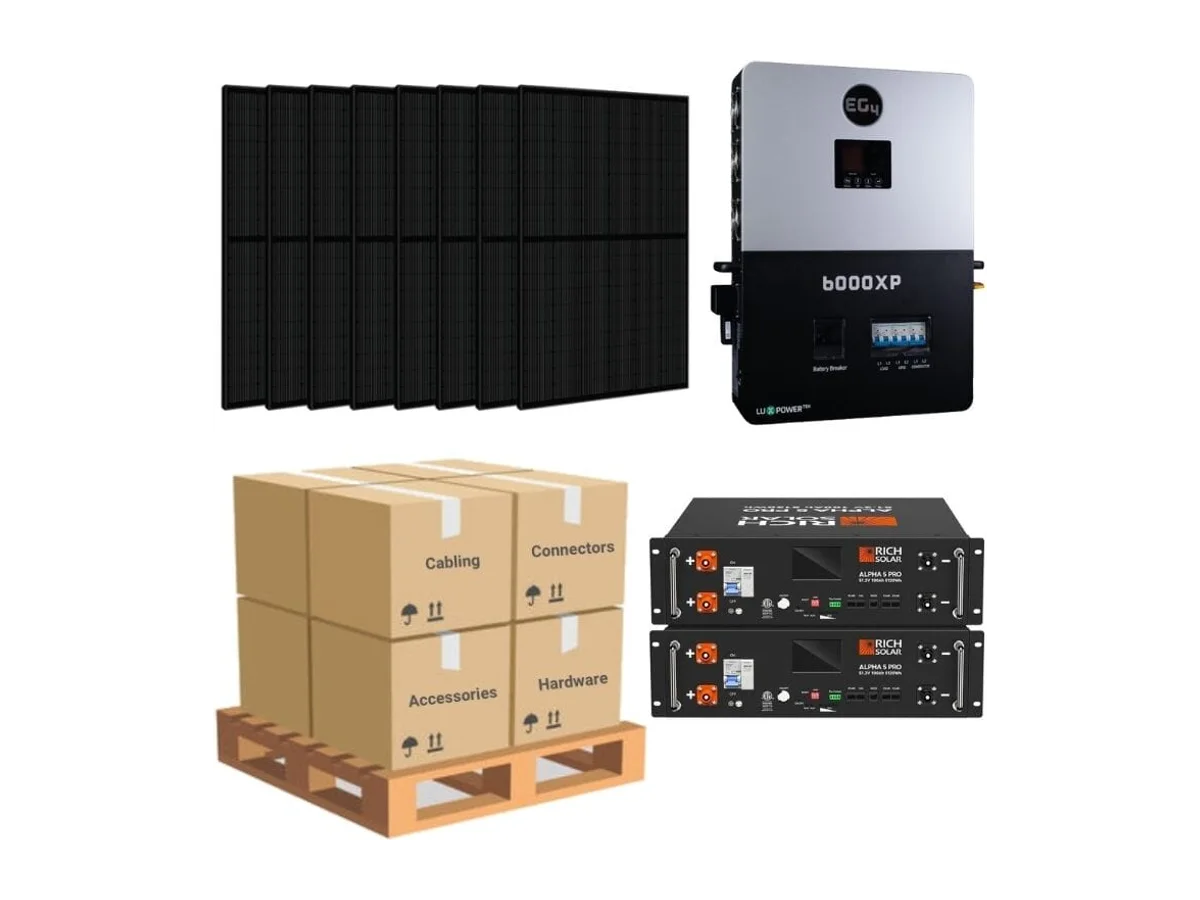 4.4kW Complete Solar Kit - EG4 6000XP Inverter - 10-16kWh Lithium Battery [PRIME PLUS]