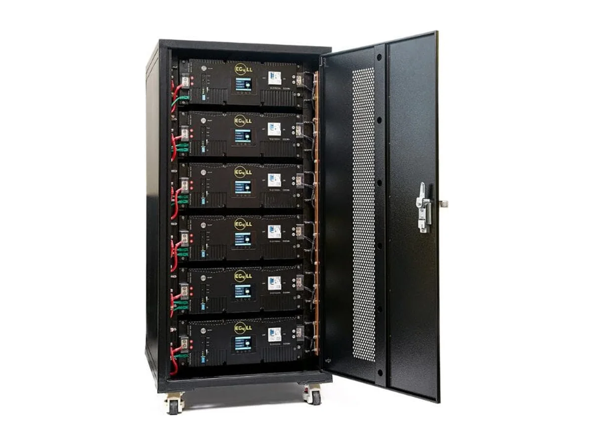 EG4 LL-S Lithium Battery Rack Kit | 30.72kWh | 6 x Server Rack Batteries With Pre-Assembled Enclosed Rack | With Door & Wheels | Busbar Covers