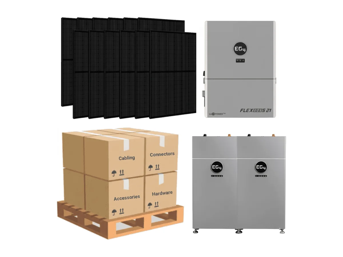 10.6kW Complete Solar Kit - EG4 FlexBoss21 Inverter - 20-32kWh Lithium Battery [SELECT MAX]