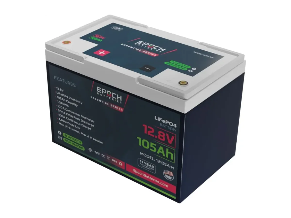 EPOCH 12V 105Ah Essential Series – Bluetooth & Heated LiFePO4 Battery