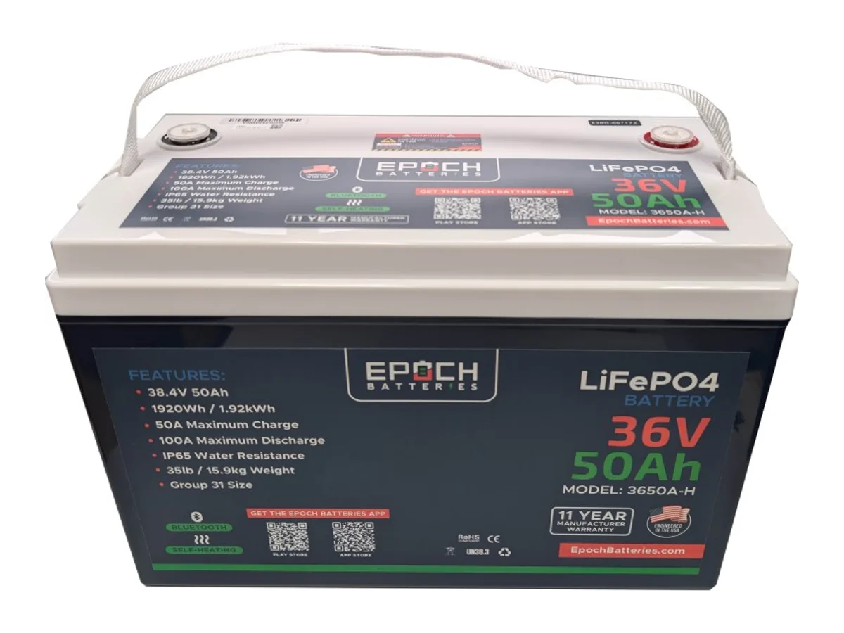 EPOCH 36V 50Ah Essential Series – Bluetooth & Heated LiFePO4 Battery
