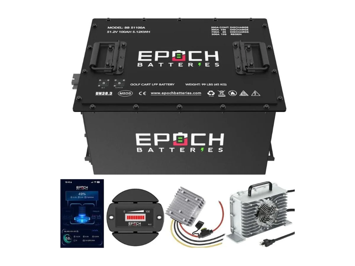 Epoch 48V 105Ah (Club Car) Lithium (LiFePO4) Golf Cart Battery - Complete Kit