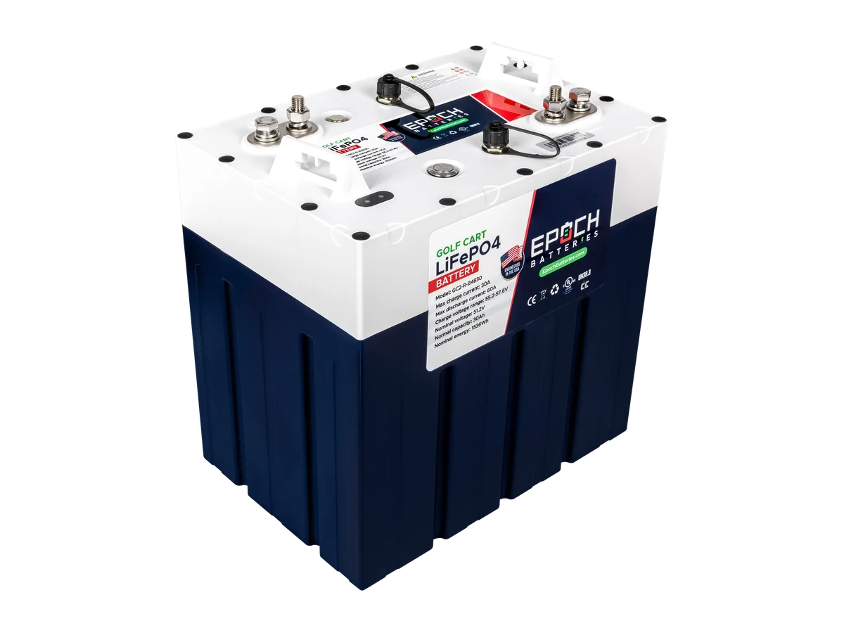 Epoch GC2 Series 48V 30Ah 1.54kWh LiFePO4 Battery, Group GC2 IP67 Lithium Battery for Boats, RVs, and Golf Carts