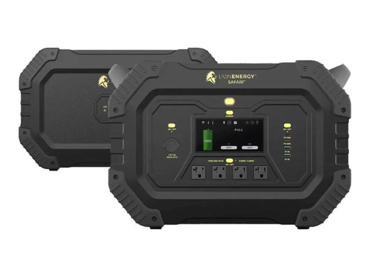 Lion Energy Safari XP Portable Power Station Bundle | Solar Generator Kit + Panels + EMP Bag