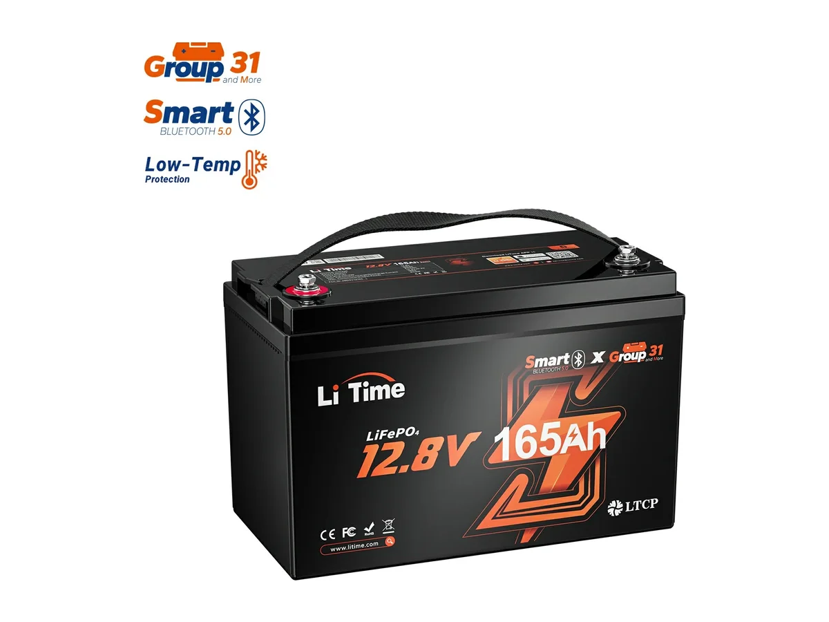 LiTime 12V 165Ah Bluetooth Lithium Deep Cycle Battery for RV and Marine