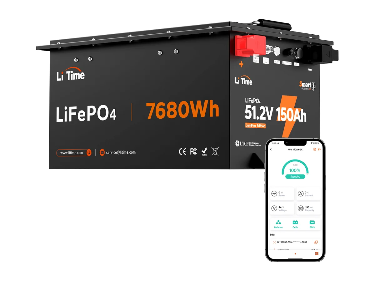 LiTime 48V 150Ah 300A Lithium Battery + Inverter Charger All-in-One Kit – Bluetooth Off-Grid & Home Backup Solution