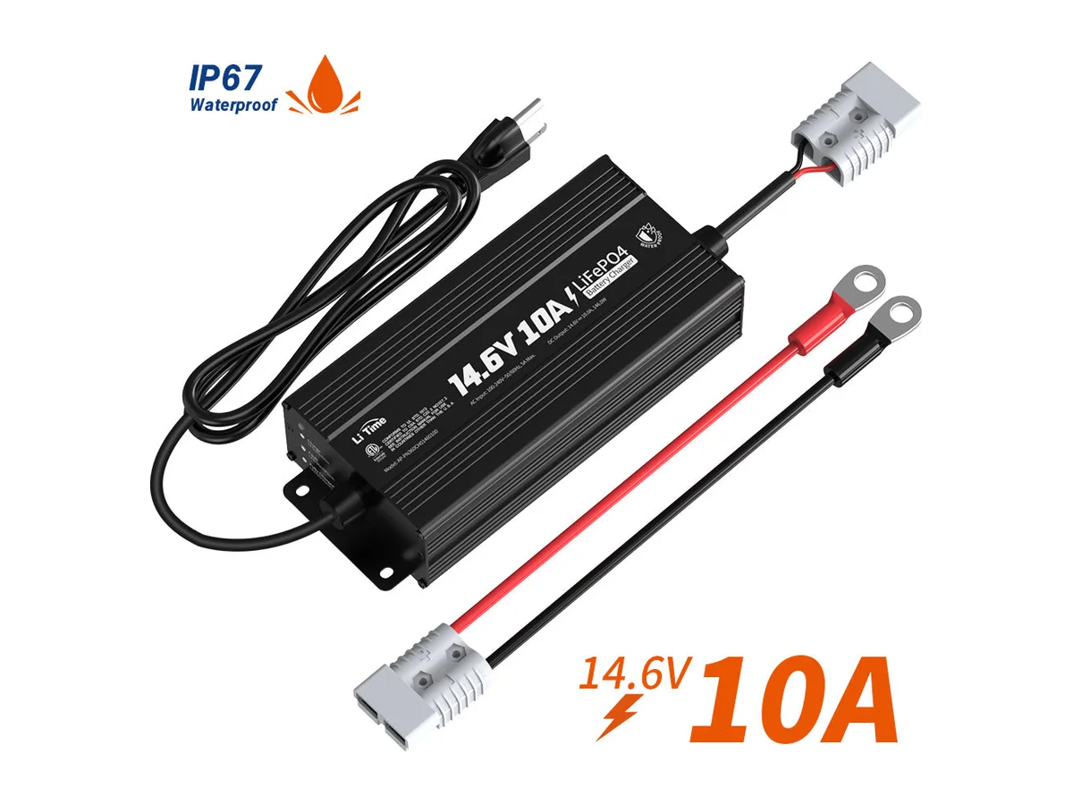 LiTime 12V (14.6V) 10A Lithium Onboard Battery Charger IP67 Waterproof