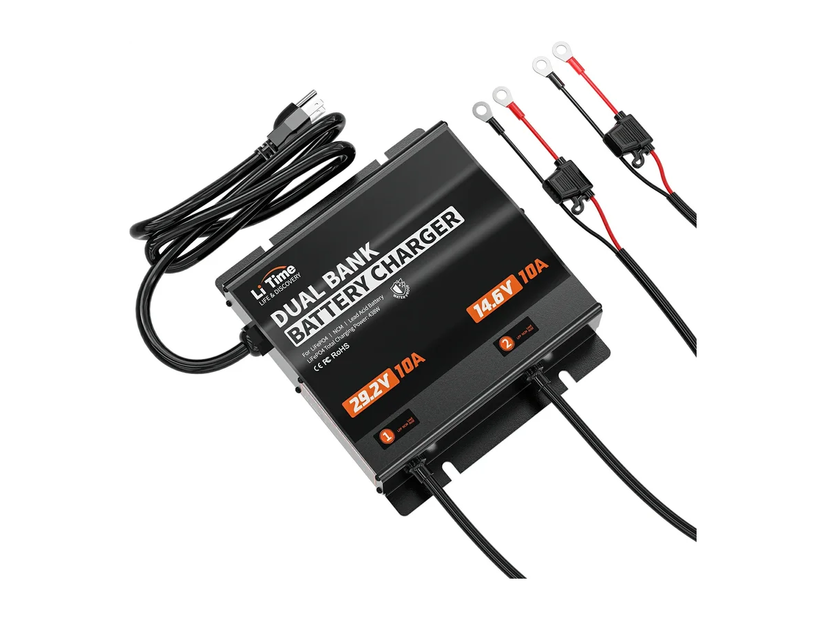 LiTime 10A 2 Bank 12V + 24V Battery Charger