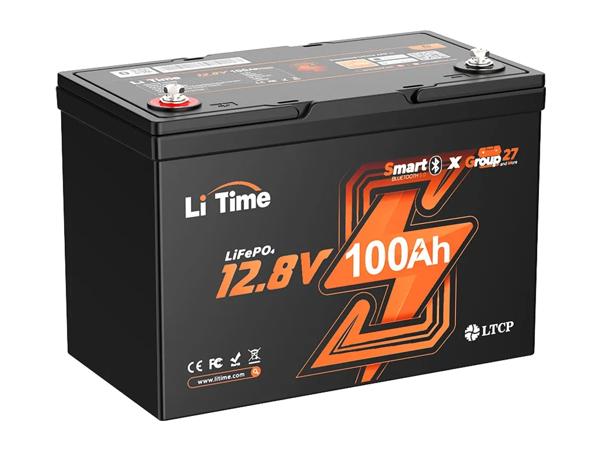 LiTime 12V 100Ah Group 27 Bluetooth LiFePO4 Lithium Battery
