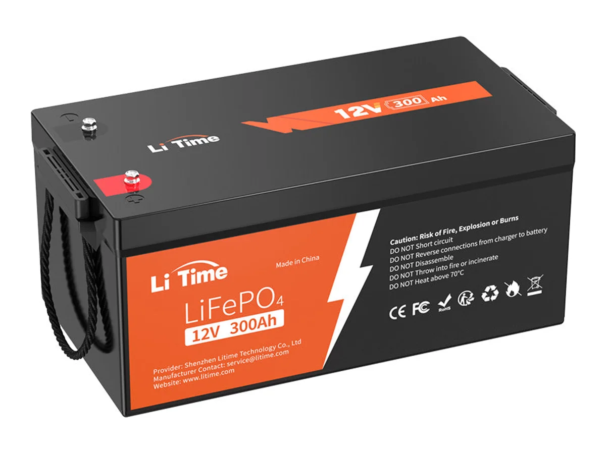 LiTime 12V 300Ah LiFePO4 Lithium Battery, Build-in 200A BMS, 3840Wh Energy