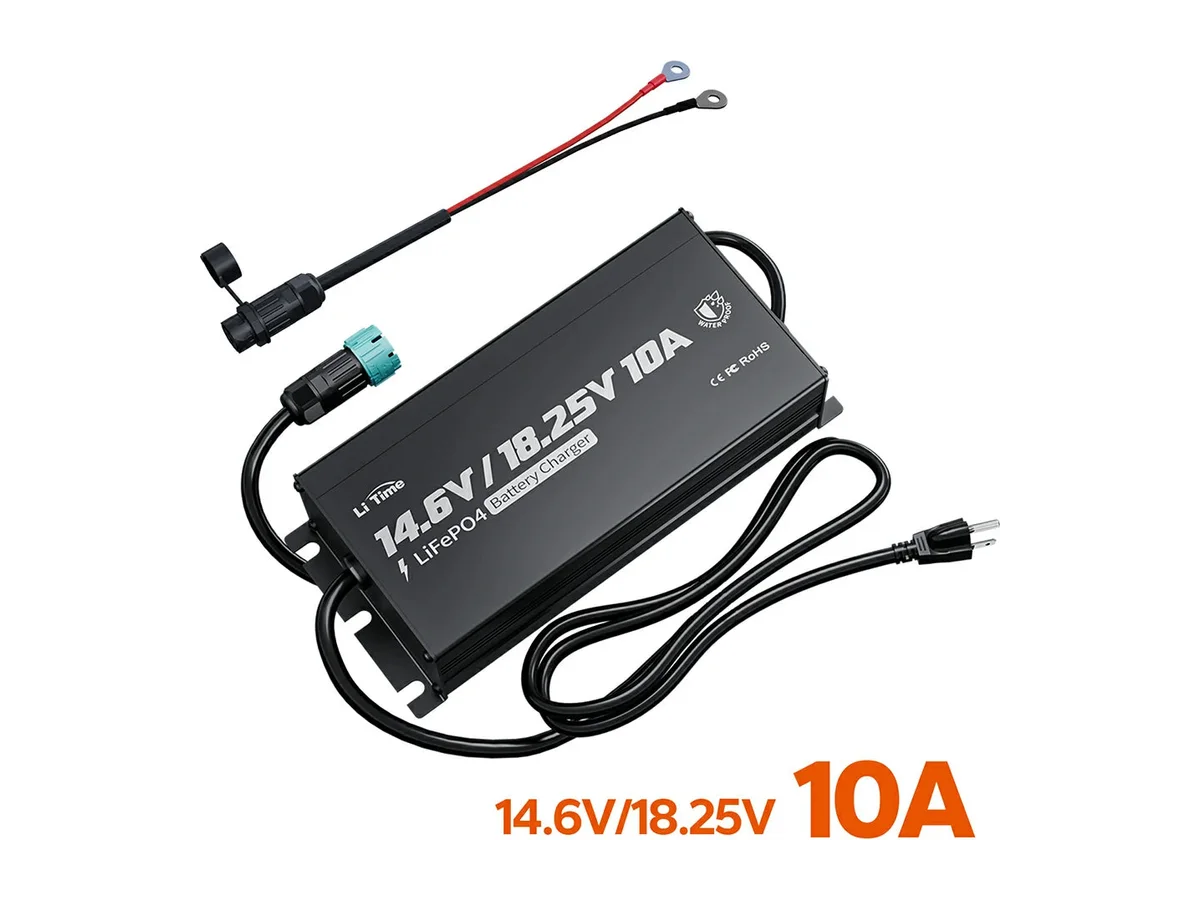 LiTime 12V(14.6V) & 16V(18.25V) 10A Waterproof Lithium Battery Charger