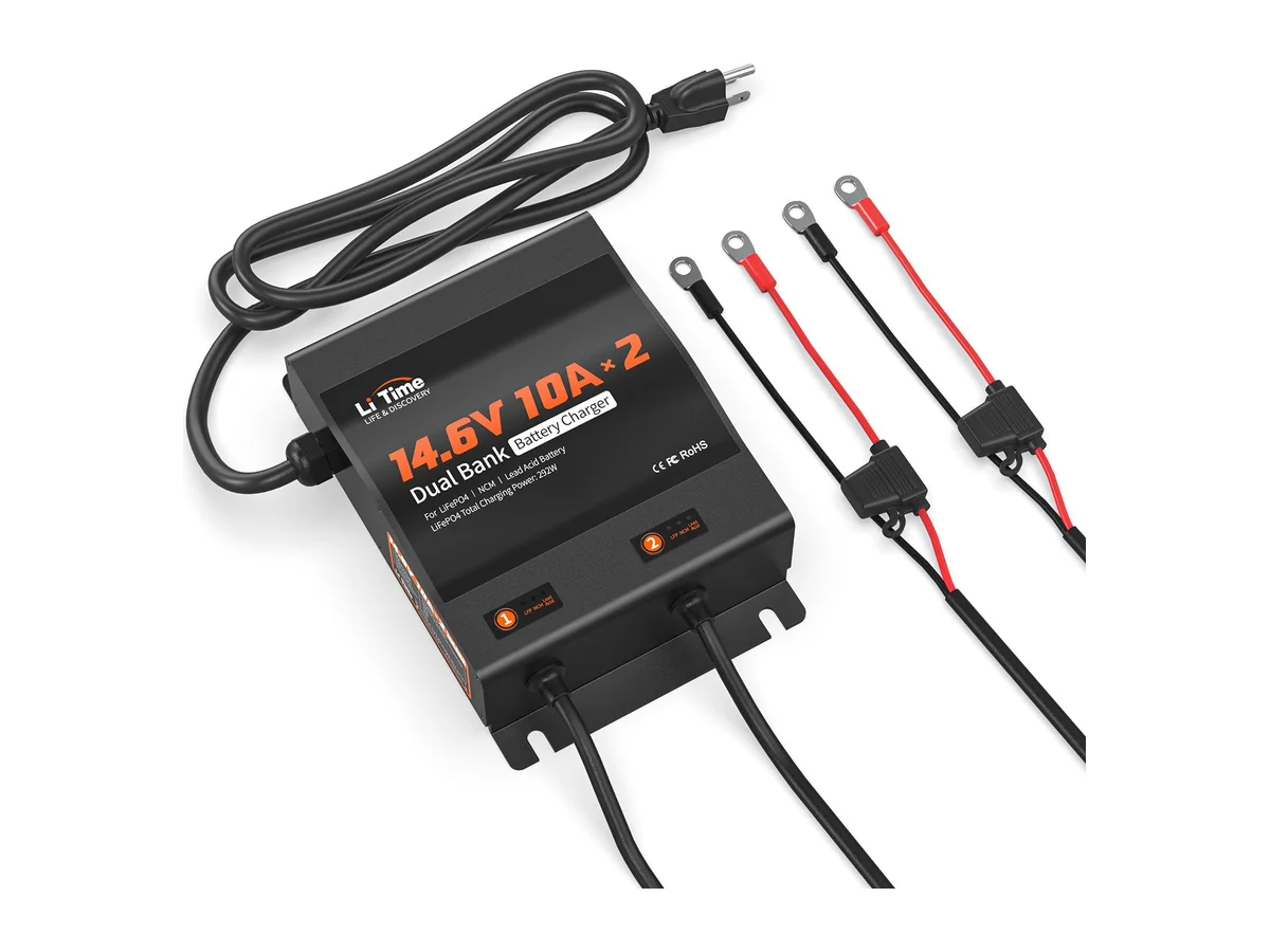 LiTime 2 Bank 12V 10A Battery Charger