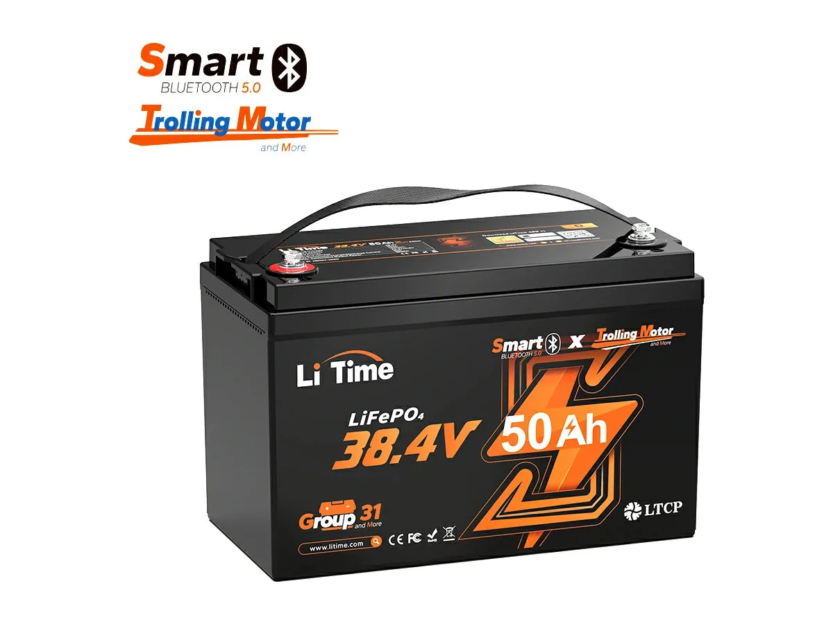 LiTime 36V 50Ah Marine Trolling Motor Lithium Bluetooth Battery