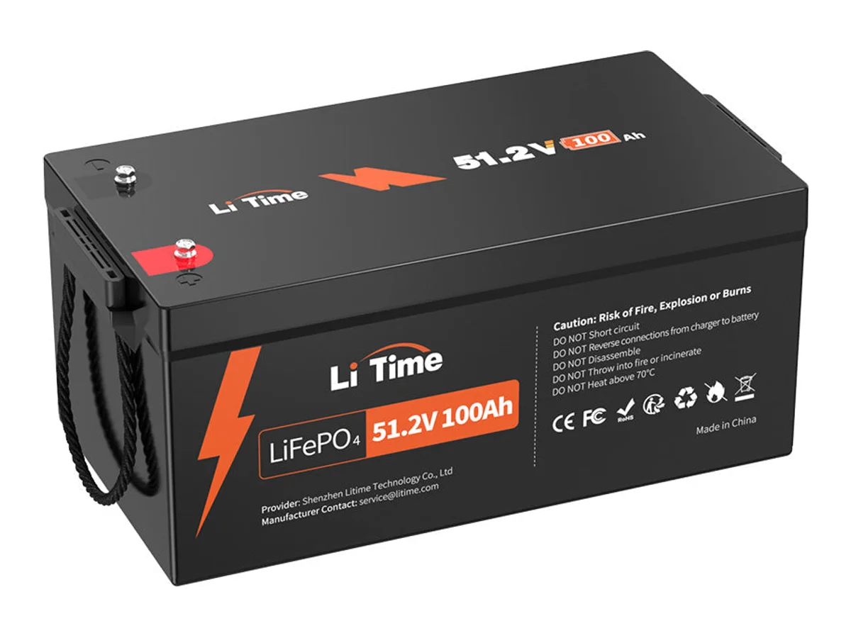 LiTime 48V 100Ah LiFePO4 Lithium Battery, Built-in 100A BMS, Max. 5120W Load Power
