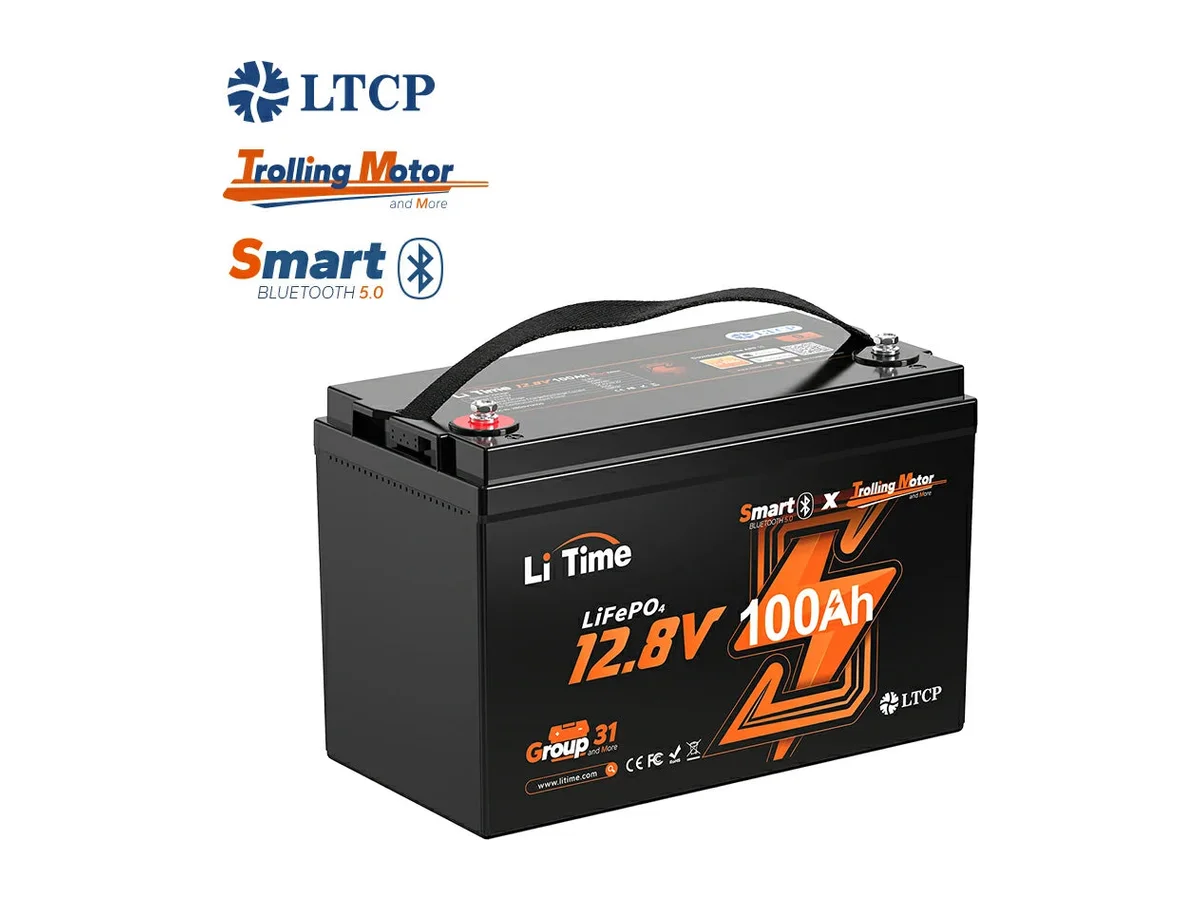 LiTime 12 Volt 100Ah TM Lithium Marine Trolling Motor Battery with Bluetooth