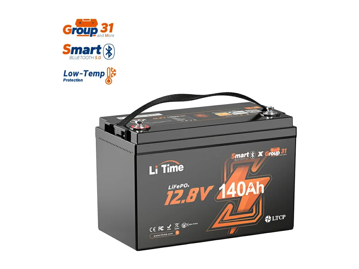 LiTime 12V 140Ah Bluetooth Lithium Deep Cycle Battery for RV and Trolling Motor