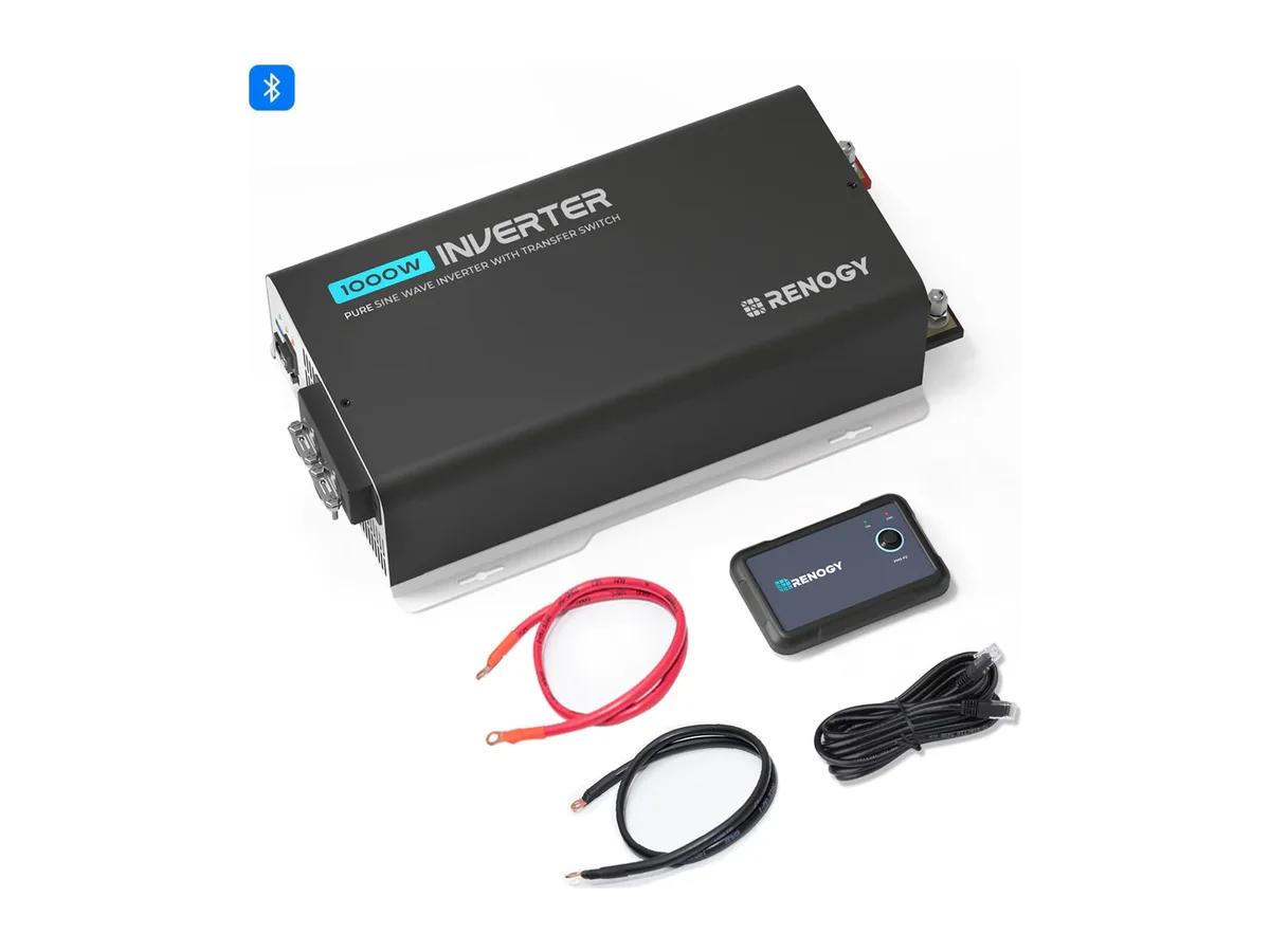 1000W 12V Pure Sine Wave Inverter with UPS Transfer Switch and Built-in Bluetooth