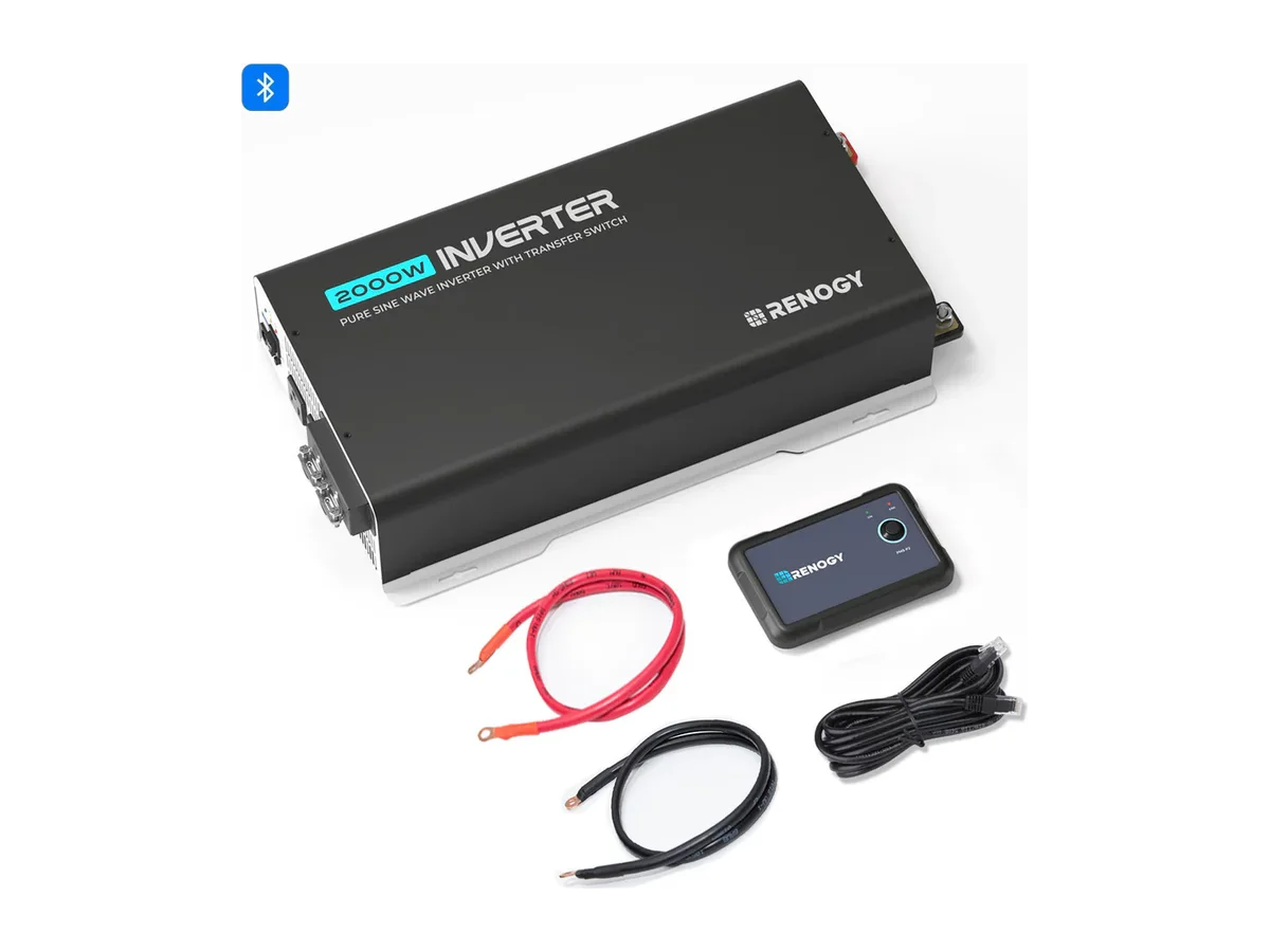 2000W 12V Pure Sine Wave Inverter with UPS Transfer Switch and Built-in Bluetooth