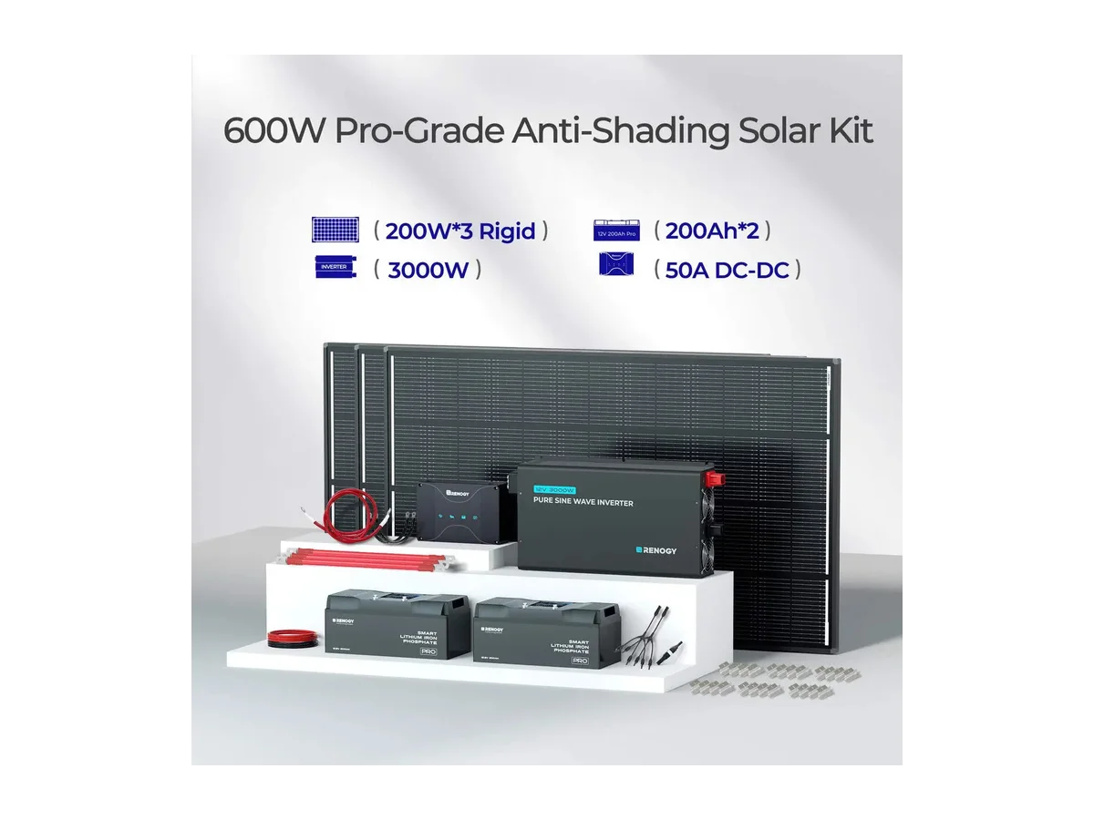 600W 12V ShadowFlux™ Solar Panel Kit with 5.12kWh Battery
