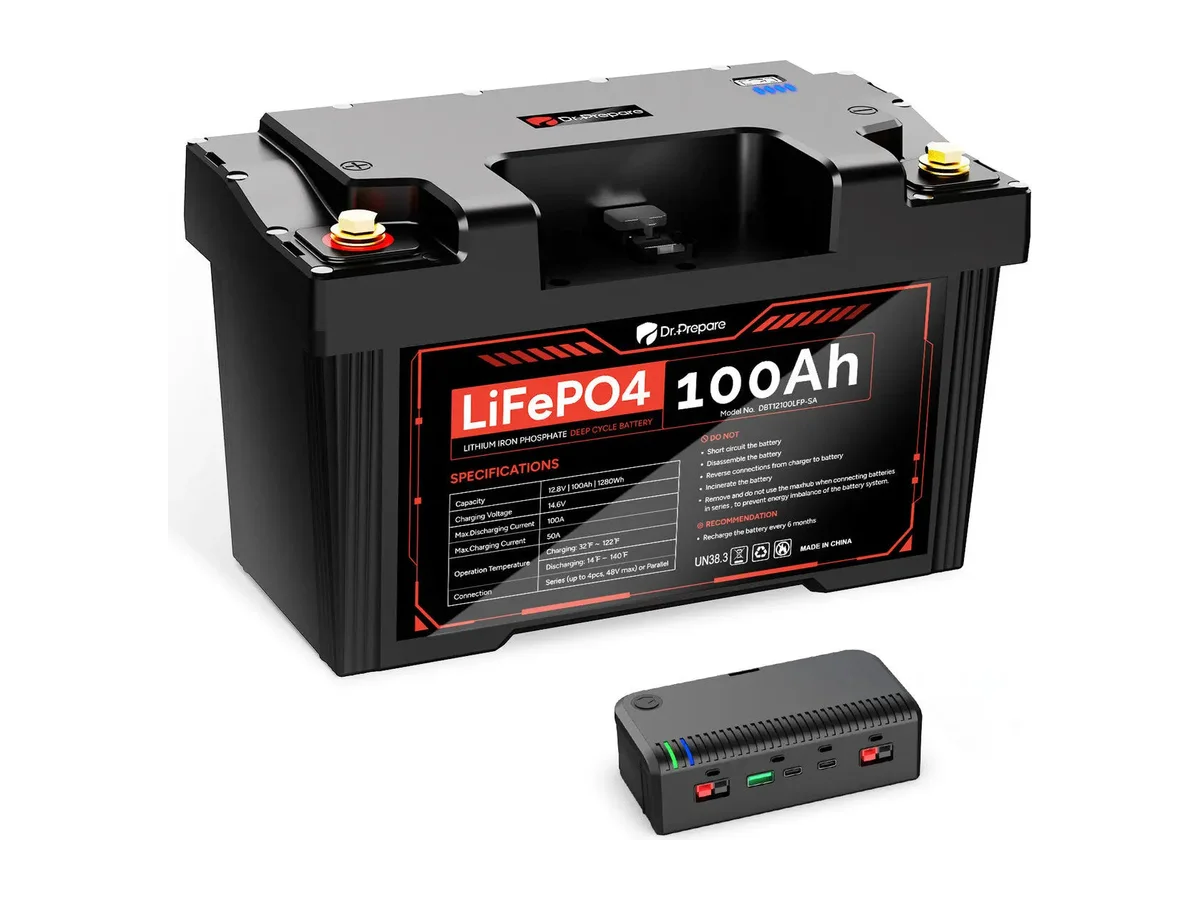 Dr.Prepare 2-in-1 PowerMax LiFePO4 Battery and Portable DC Power Station