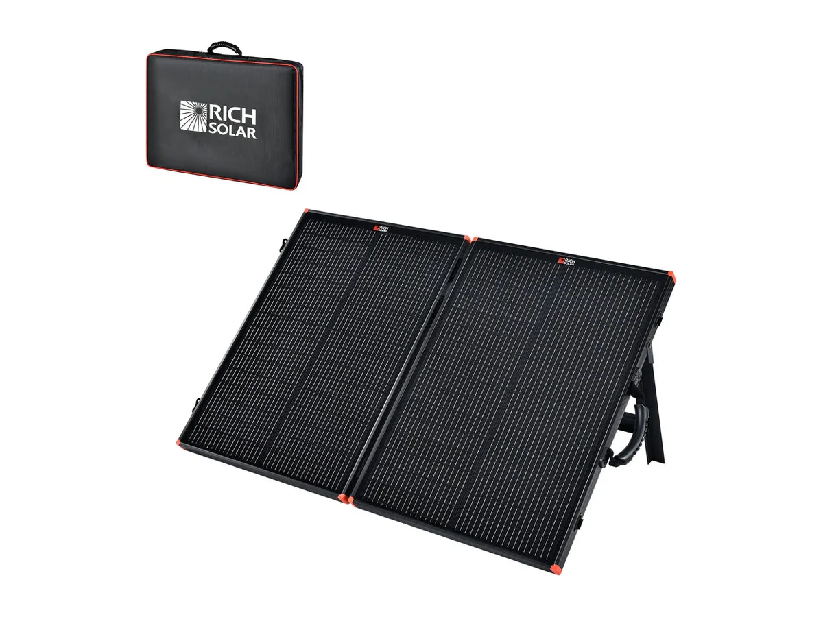 MEGA 100 Portable Briefcase Solar Panel | 100 Watt Portable Solar Panel | High Efficiency | Compatible w/ EcoFlow, Bluetti, Hysolis, & More