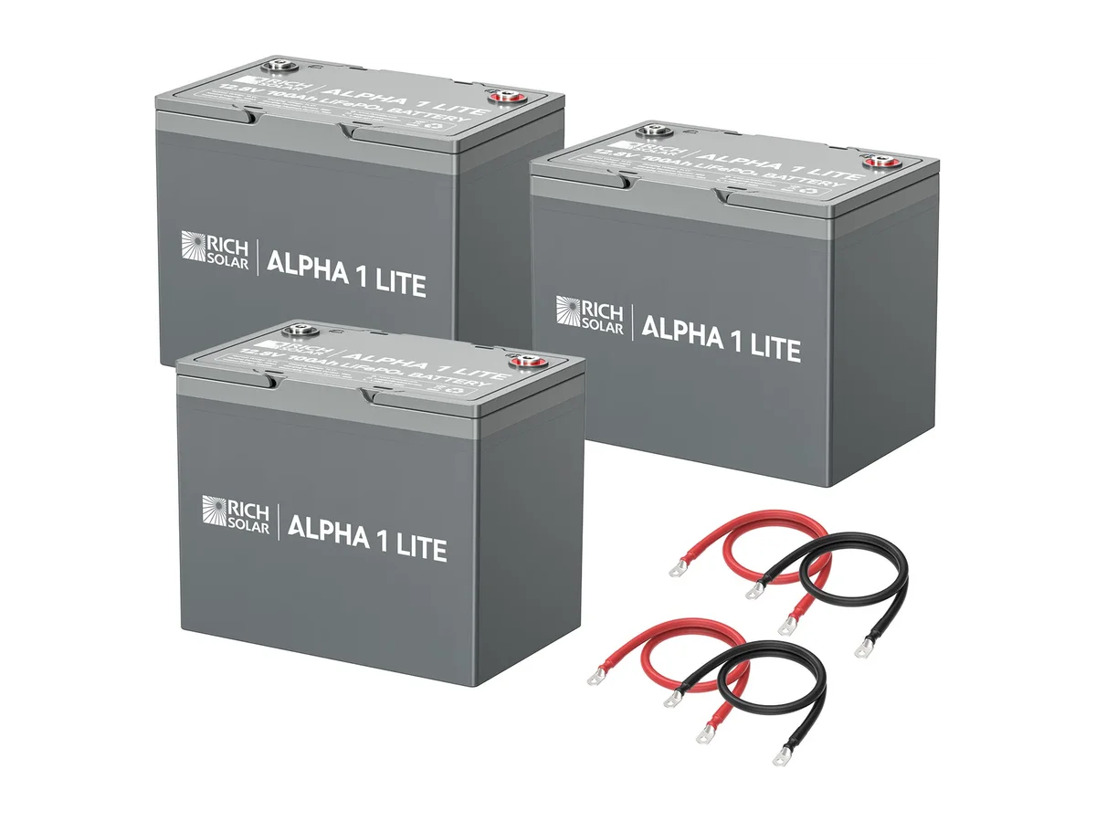 300Ah 12V LiFePO4 Off-Grid Battery Kit | 3.8kWh Deep Cycle Lithium Battery Bank | Powerful 300Ah Battery Kit for RVs, Trailers, Cabins, Campers, Vans, Off-Grid | 3 X ALPHA 1 LITE in Parallel