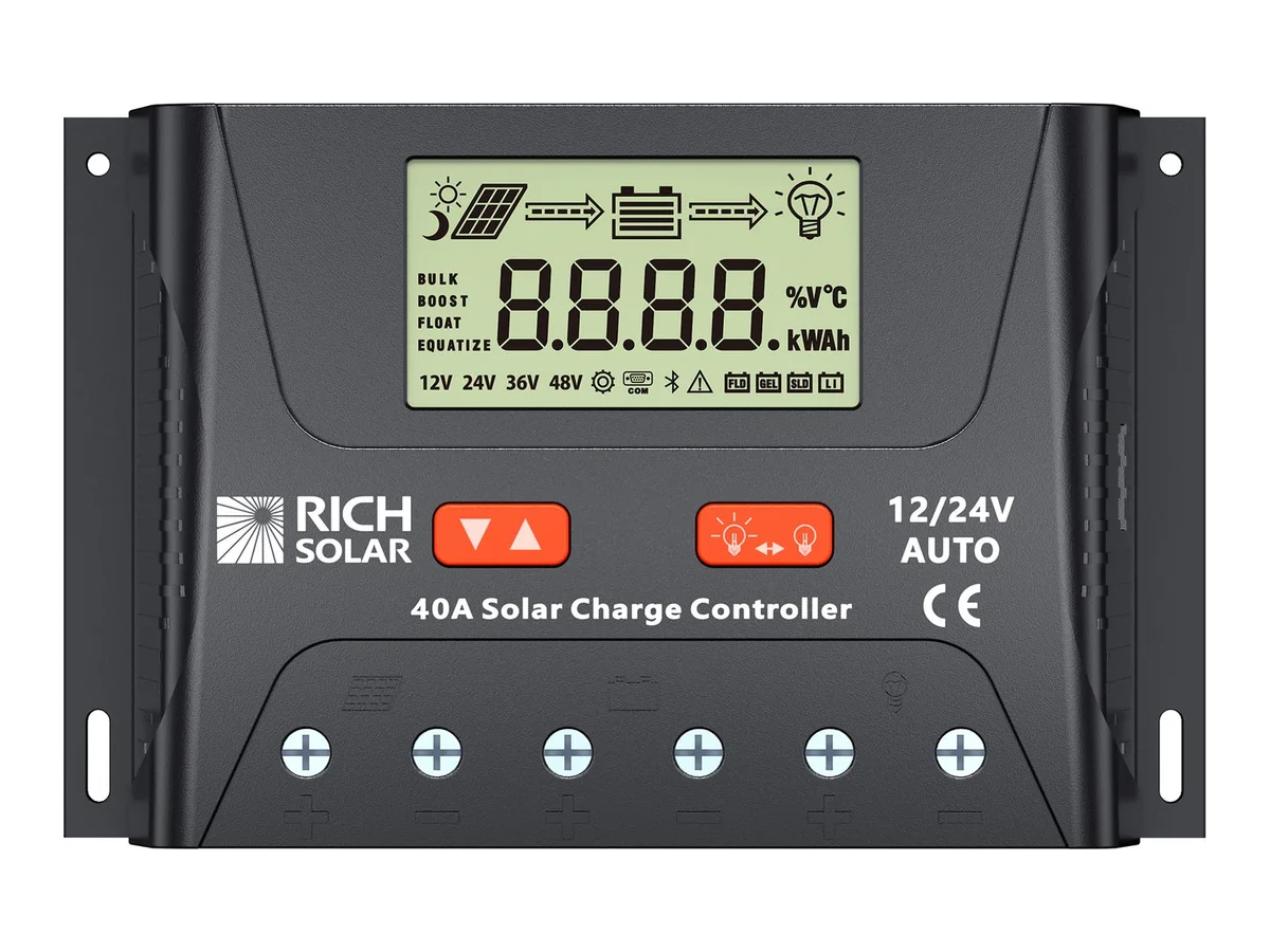 BRAVO LEGEND 40 | 40 Amp PWM Solar Charge Controller | 12V/24V Auto, 3-Stage Charging for RVs, Boats, Off-Grid Systems