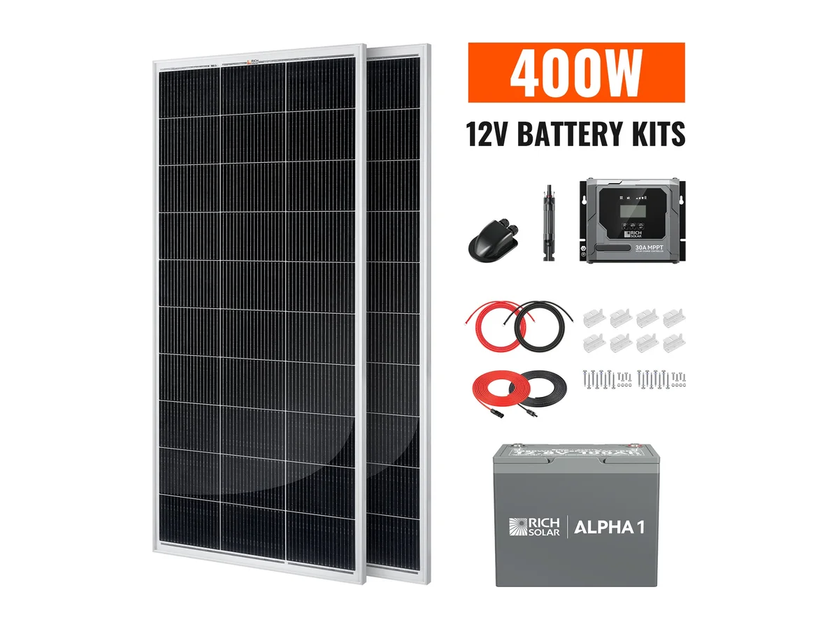 400W Solar Kit with Battery | Solar + Energy Storage Kit for RVs, Vans & Off-Grid Applications
