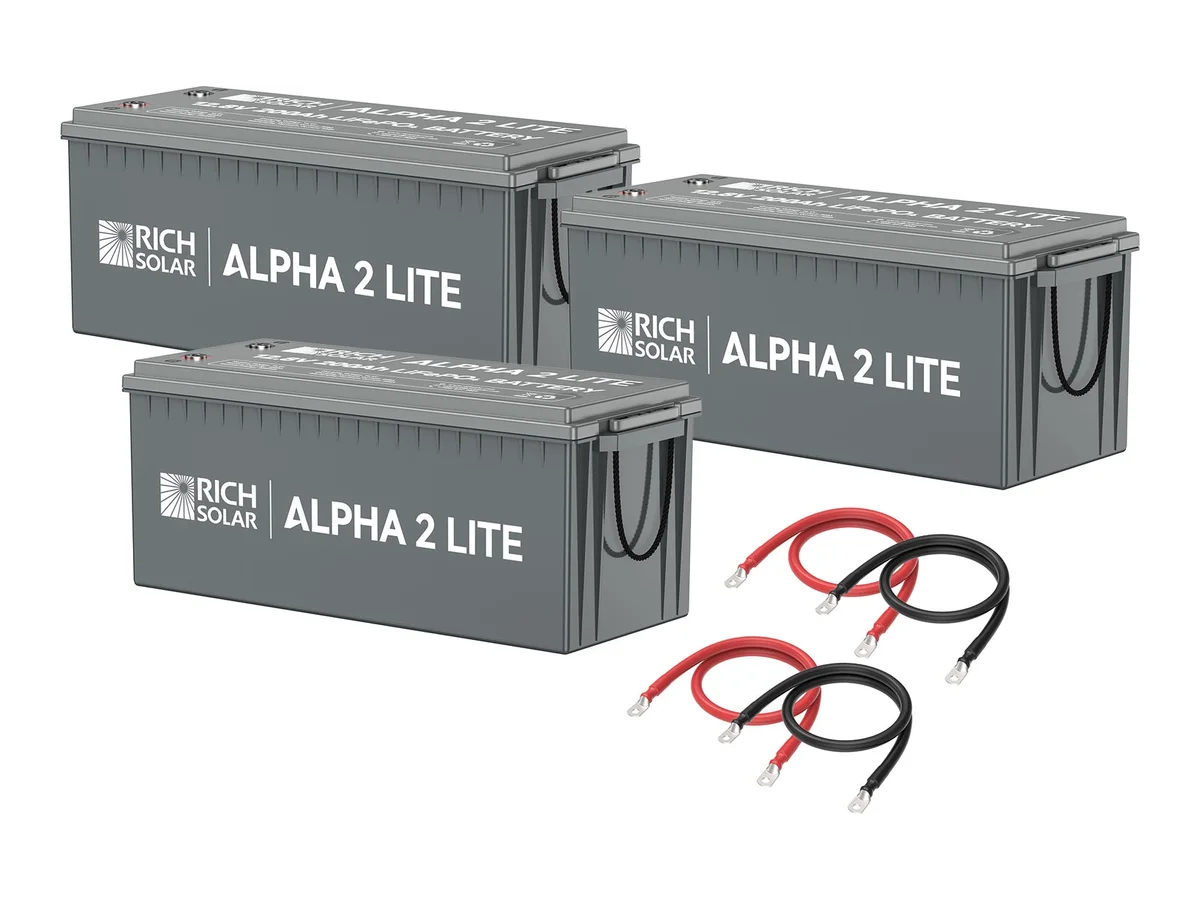 600Ah 12V LiFePO4 Off-Grid Battery Kit | 7.6kWh Deep Cycle Lithium Battery Bank | Powerful 600Ah Battery Bank for RVs, Trailers, Cabins, Campers, Vans, Off-Grid | 3 X ALPHA 2 LITE in Parallel