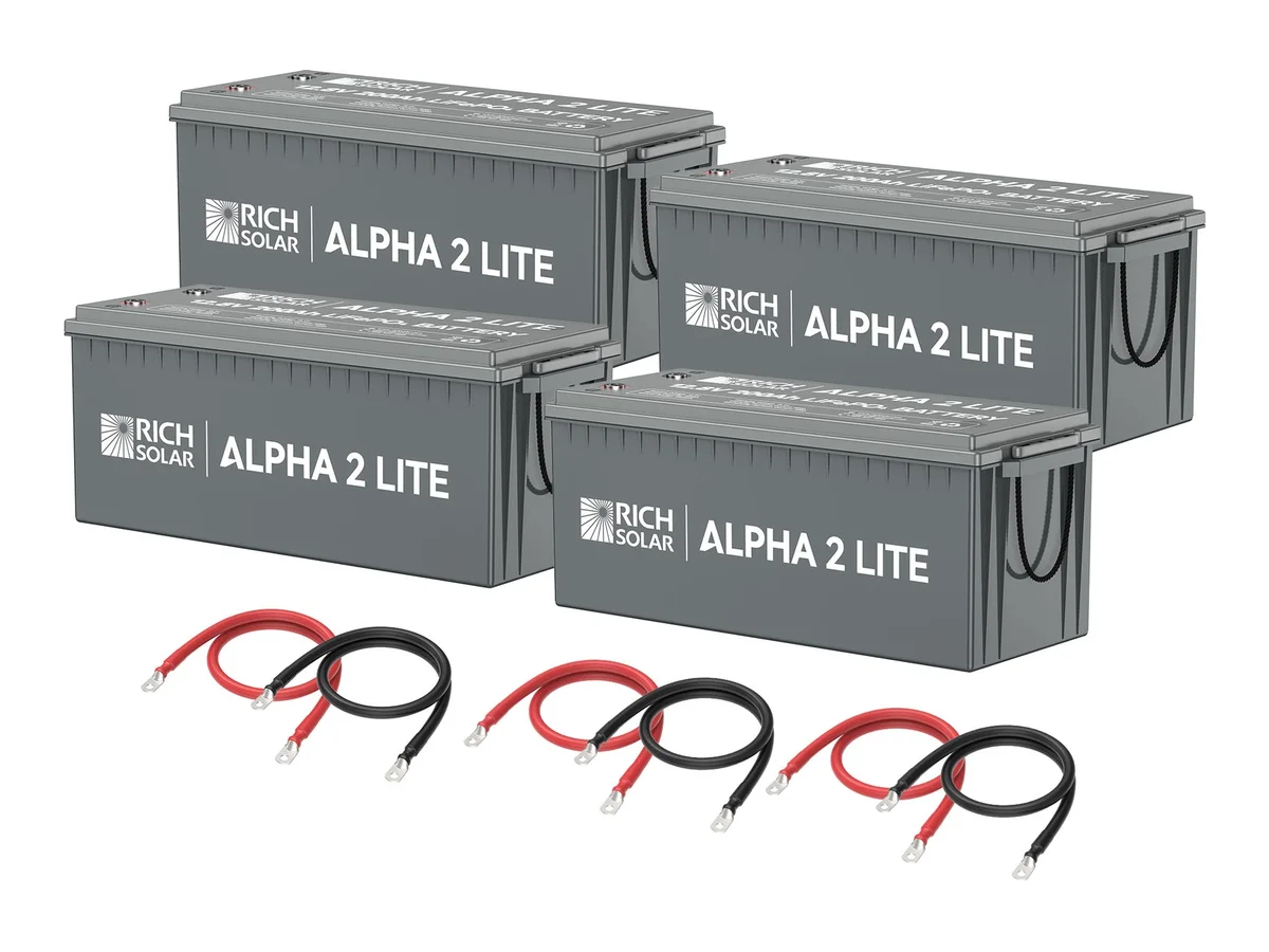 800Ah 12V LiFePO4 Off-Grid Battery Kit | 10.2kWh Deep Cycle Lithium Battery Bank | Powerful 800Ah Battery Bank for RVs, Trailers, Cabins, Campers, Vans, Off-Grid | 4 X ALPHA 2 LITE in Parallel