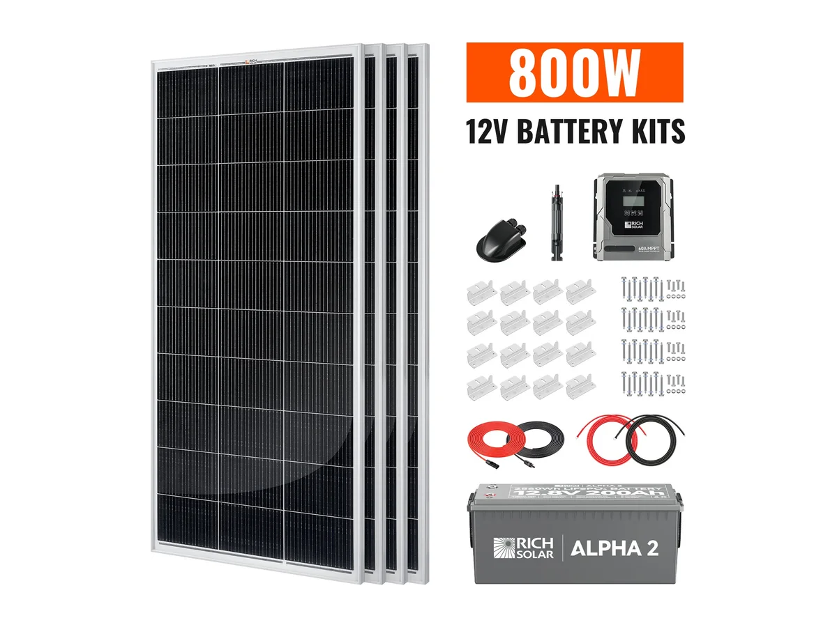 800W Solar Kit with Battery | Solar + Energy Storage Kit for RVs, Vans & Off-Grid Applications | Expandable Solar Power
