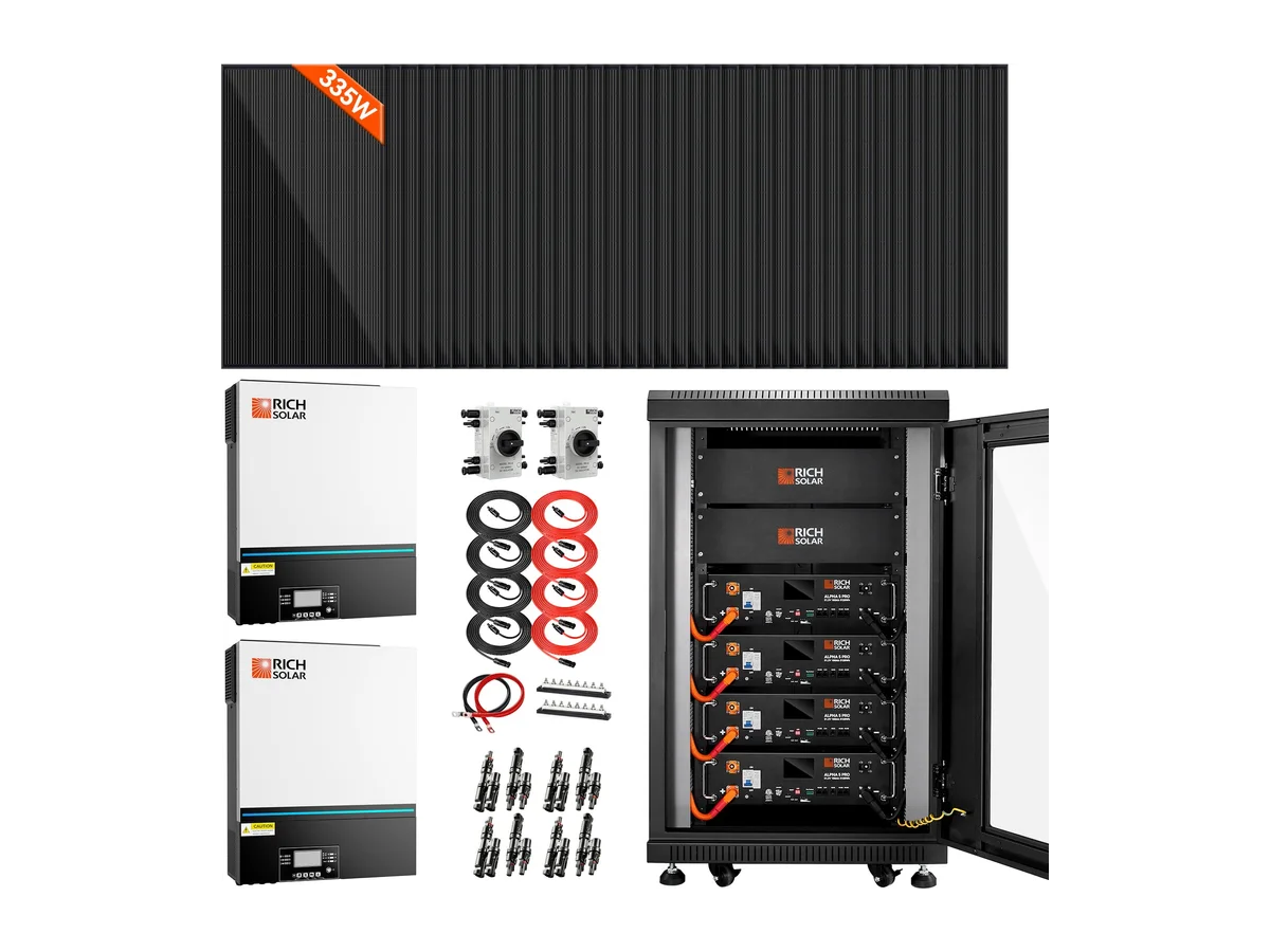 Complete Off-Grid Solar Kit | 38 x MEGA 335 Solar Panels | 13,000W 120/240V Output | 48VDC