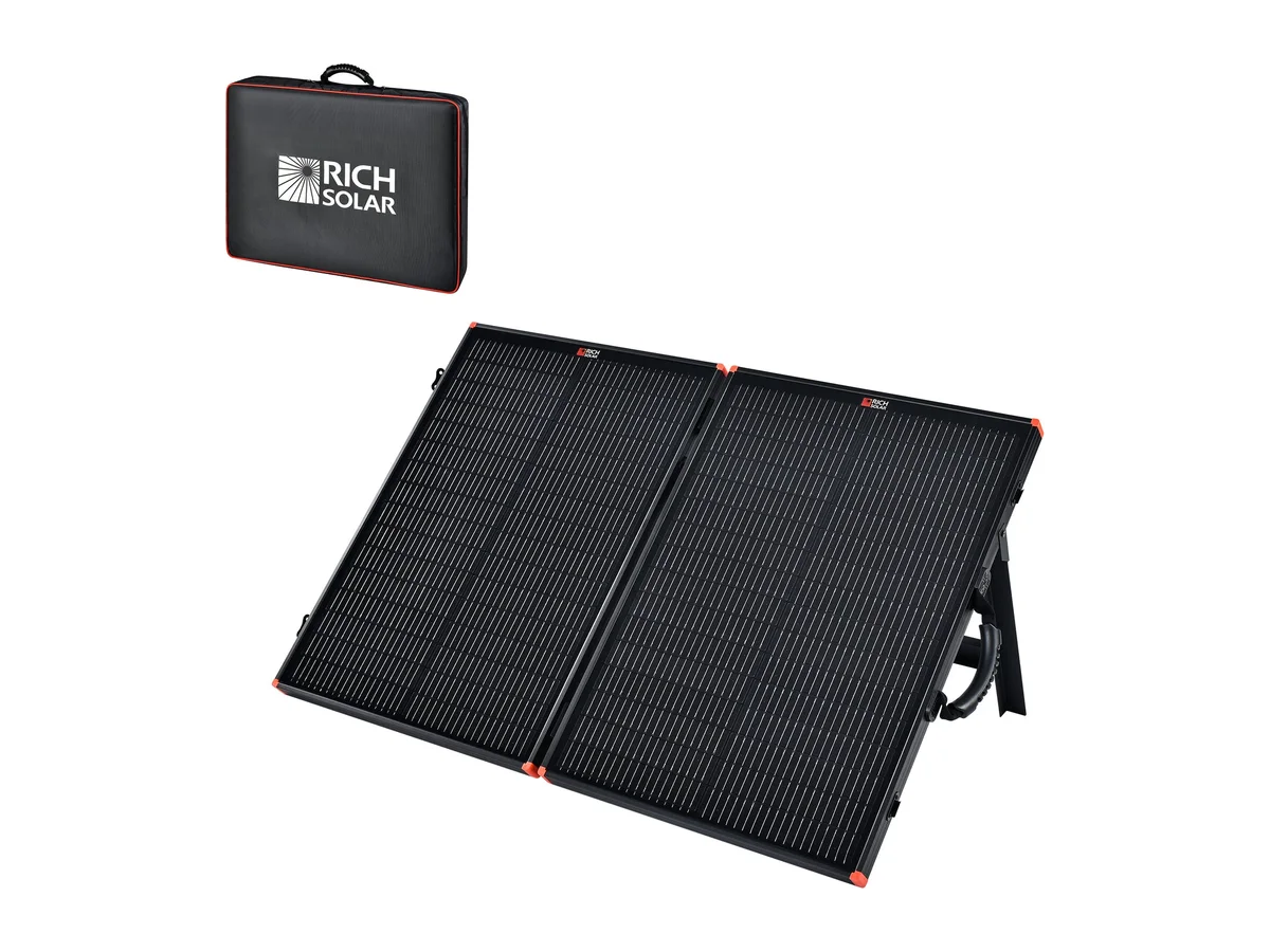 MEGA 100 Portable Briefcase Solar Panel | 100 Watt Portable Solar Panel | Premier 12V Portable Solar Panel for Generators, Power Stations, Vans | High Efficiency BACKORDER