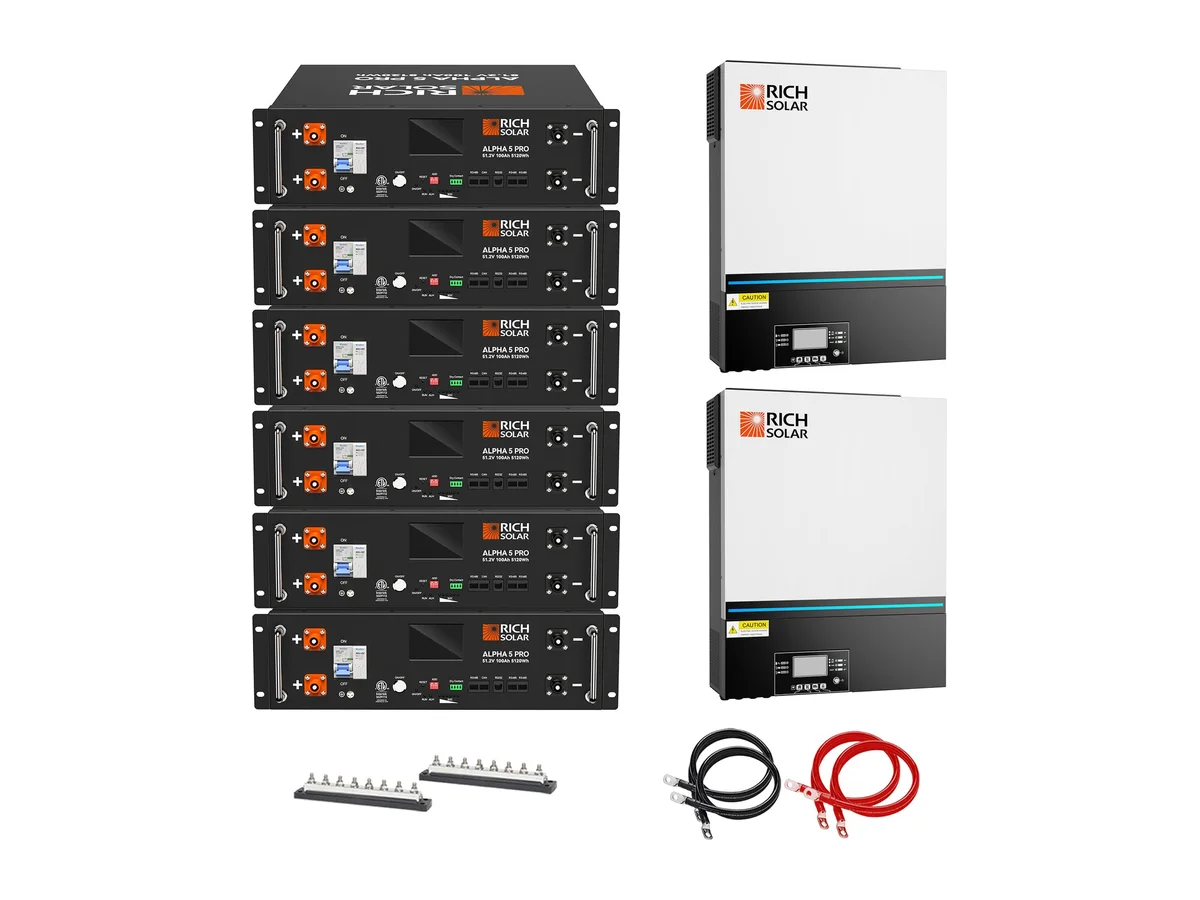 Off-Grid System Kit | 13,000W 120/240V Output, 48VDC(30.72kWh ALPHA 5 PRO Server Lithium Iron Phosphate Battery)