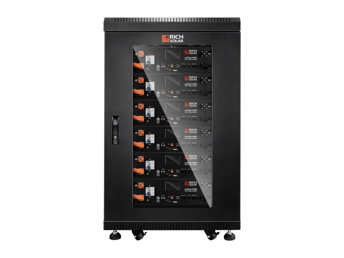 Rich Solar ALPHA 5 PRO - 30.72kWh Server Rack Battery Kit | 6x 48V 100Ah Batteries | Pre-Assembled Rack