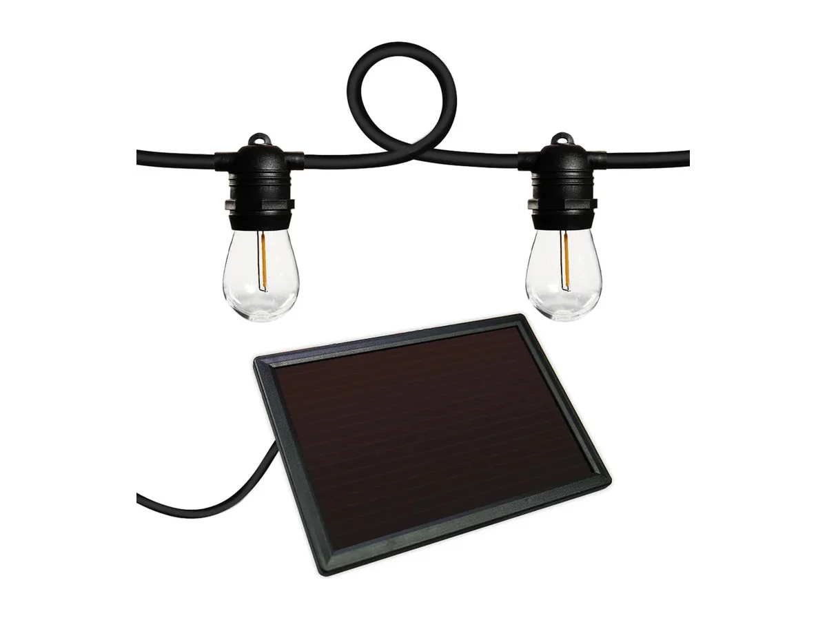 Solar String Lights | 12 LED Bulbs | Includes Solar Panel for Continuous Charging
