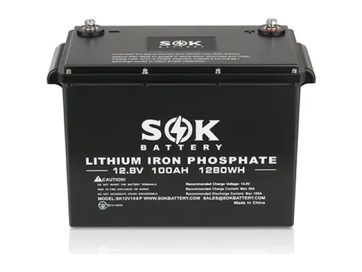 SOK Lithium Iron Phosphate 12V 100Ah Battery, Marine Grade