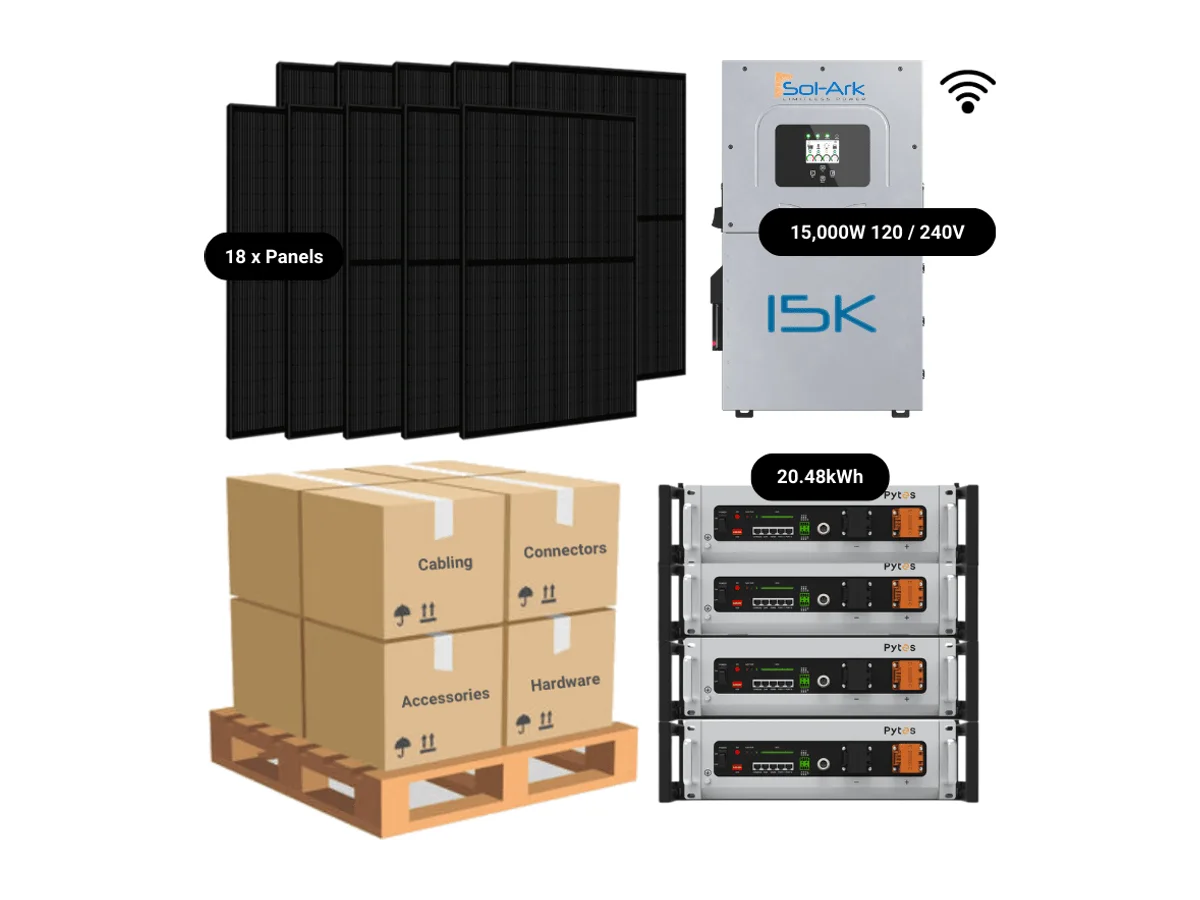 7.92kW Complete Solar Kit - Sol-Ark 15K Inverter - 20-32kWh Lithium Battery [ELITE PLUS]